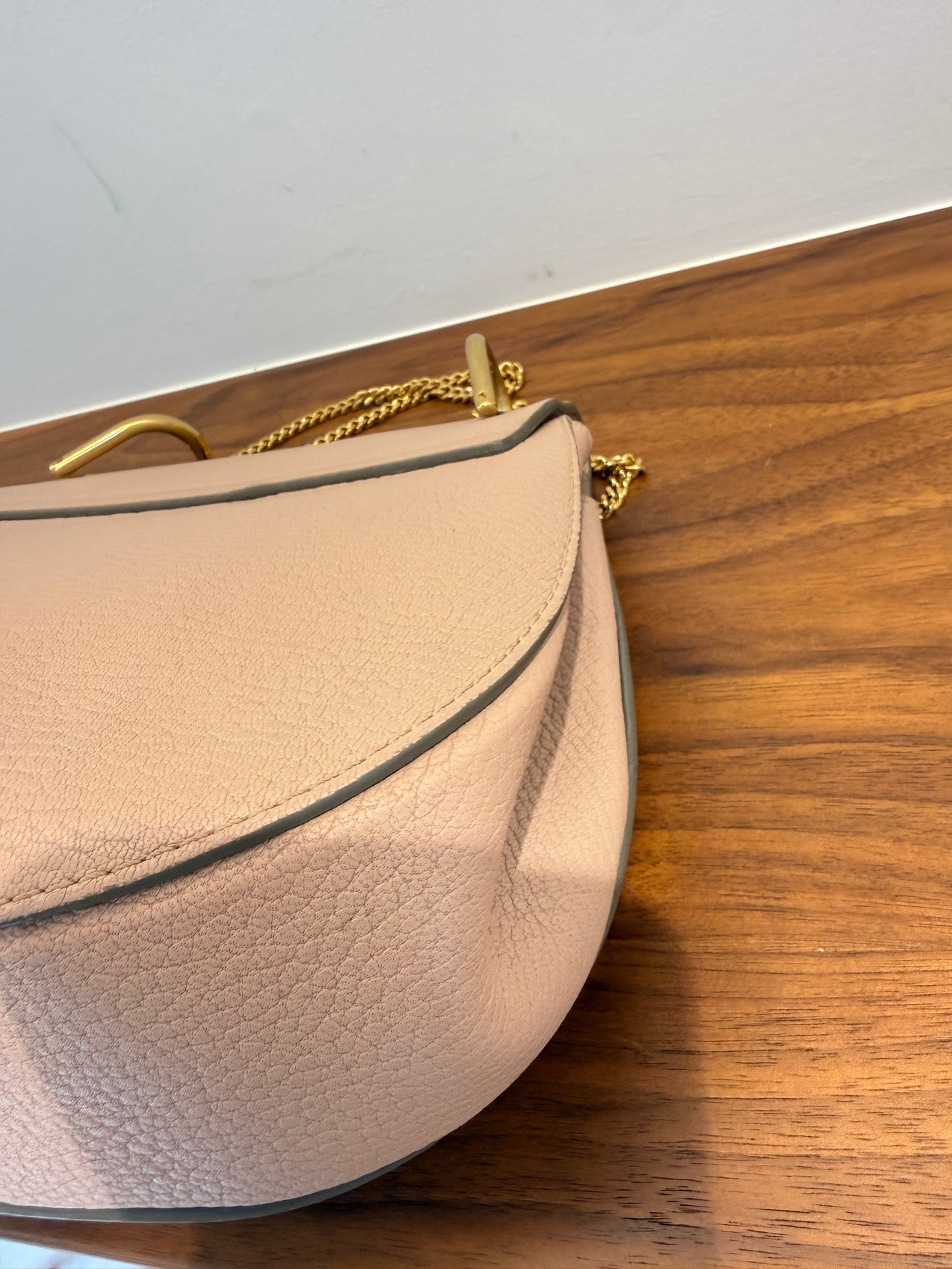Chloe Grained Lambskin Drew Shoulder Bag Cement Pink Pre-Owned