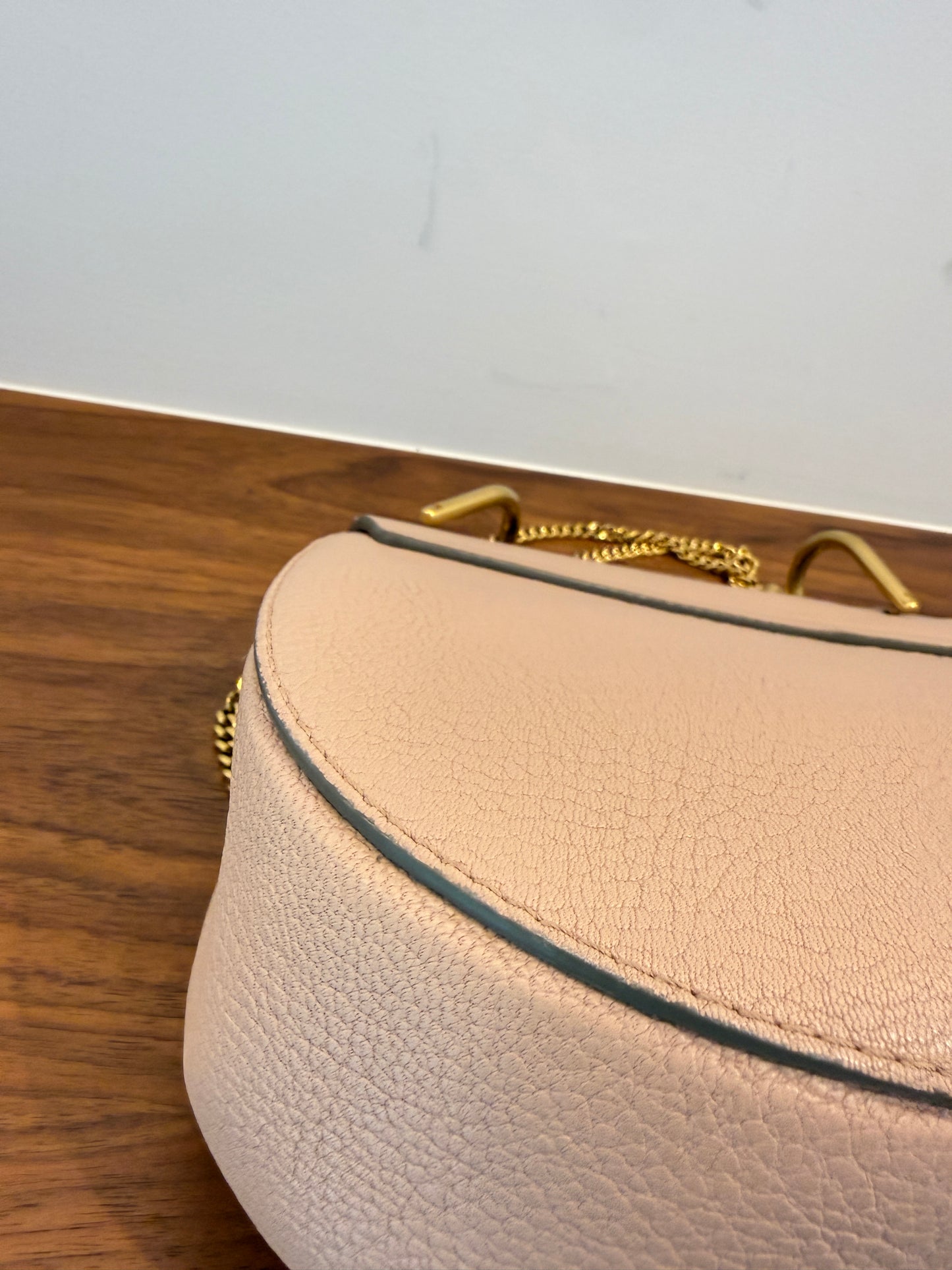 Chloe Grained Lambskin Drew Shoulder Bag Cement Pink Pre-Owned
