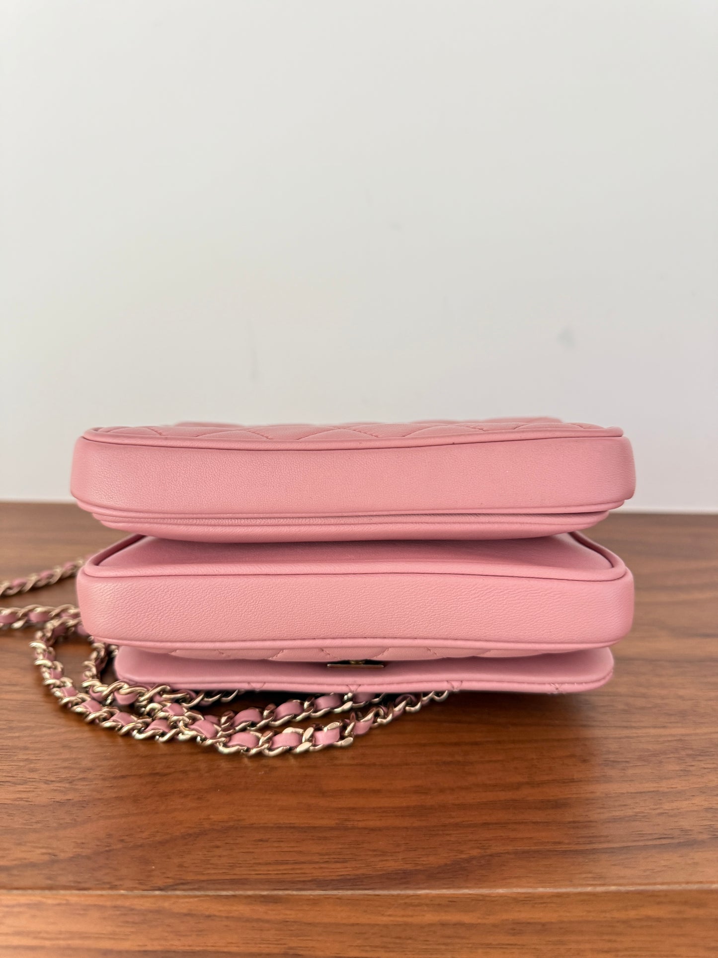 Chanel Small Square Top Handle Quilted Lambskin in Pink Pre-Owned
