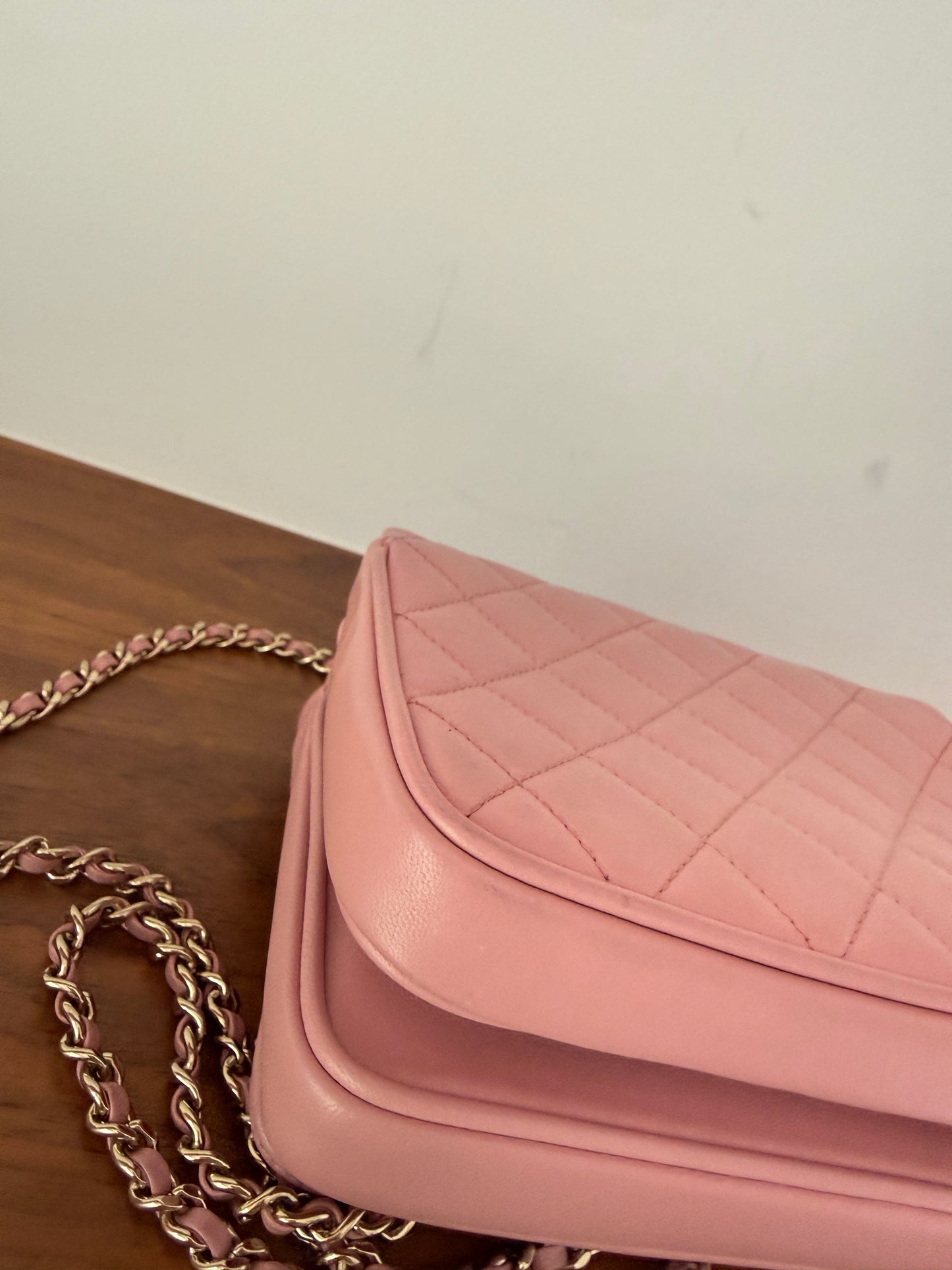 Chanel Small Square Top Handle Quilted Lambskin in Pink Pre-Owned