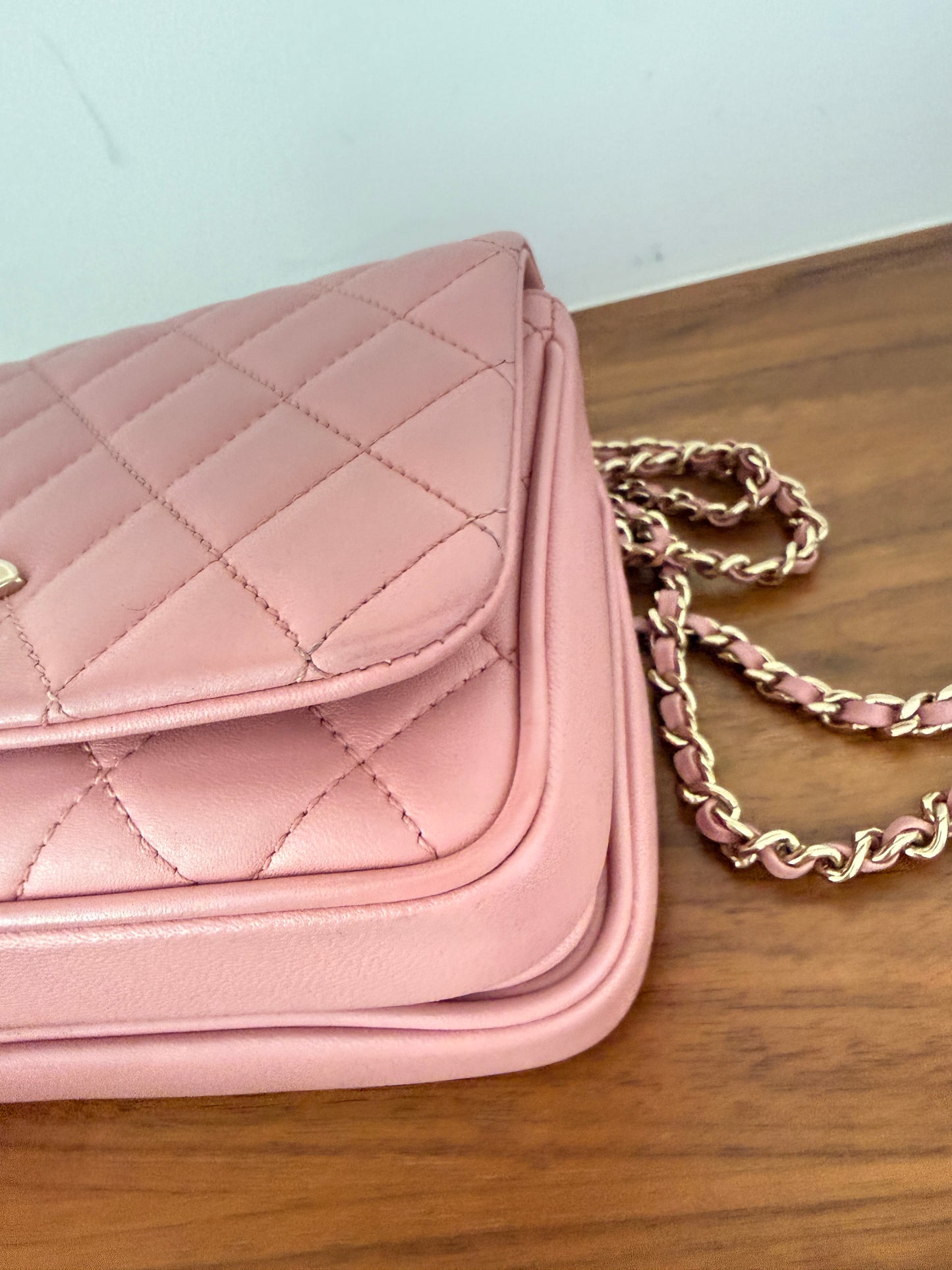 Chanel Small Square Top Handle Quilted Lambskin in Pink Pre-Owned