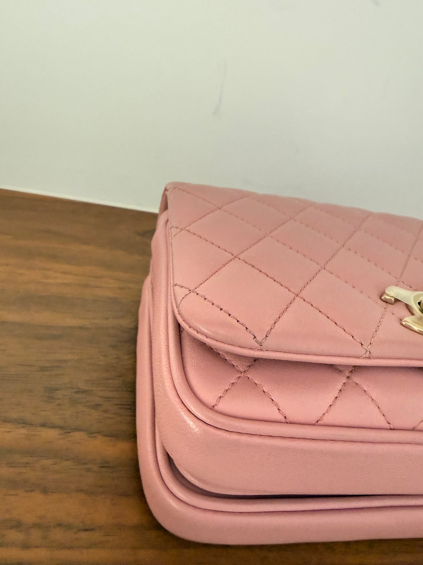 Chanel Small Square Top Handle Quilted Lambskin in Pink Pre-Owned