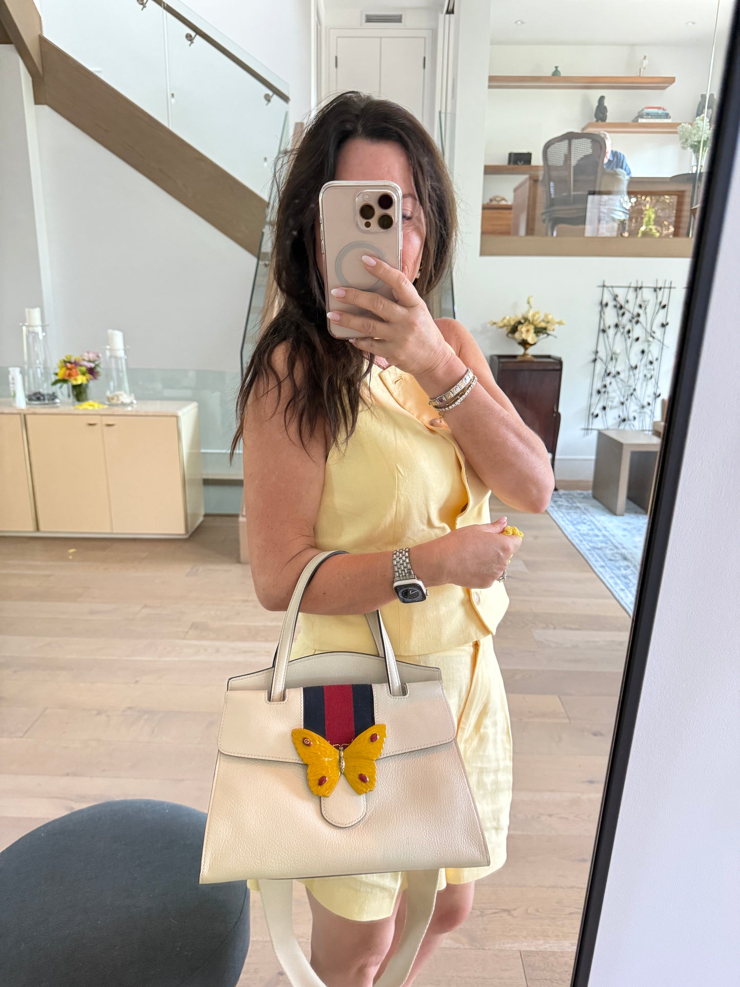 GUCCI Medium Calfskin Butterfly Tote Top Handle