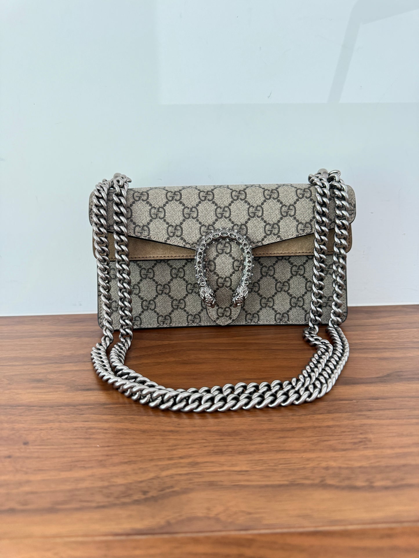 Gucci Monogram Enamel Small Dionysus Shoulder Bag Electric Blue
