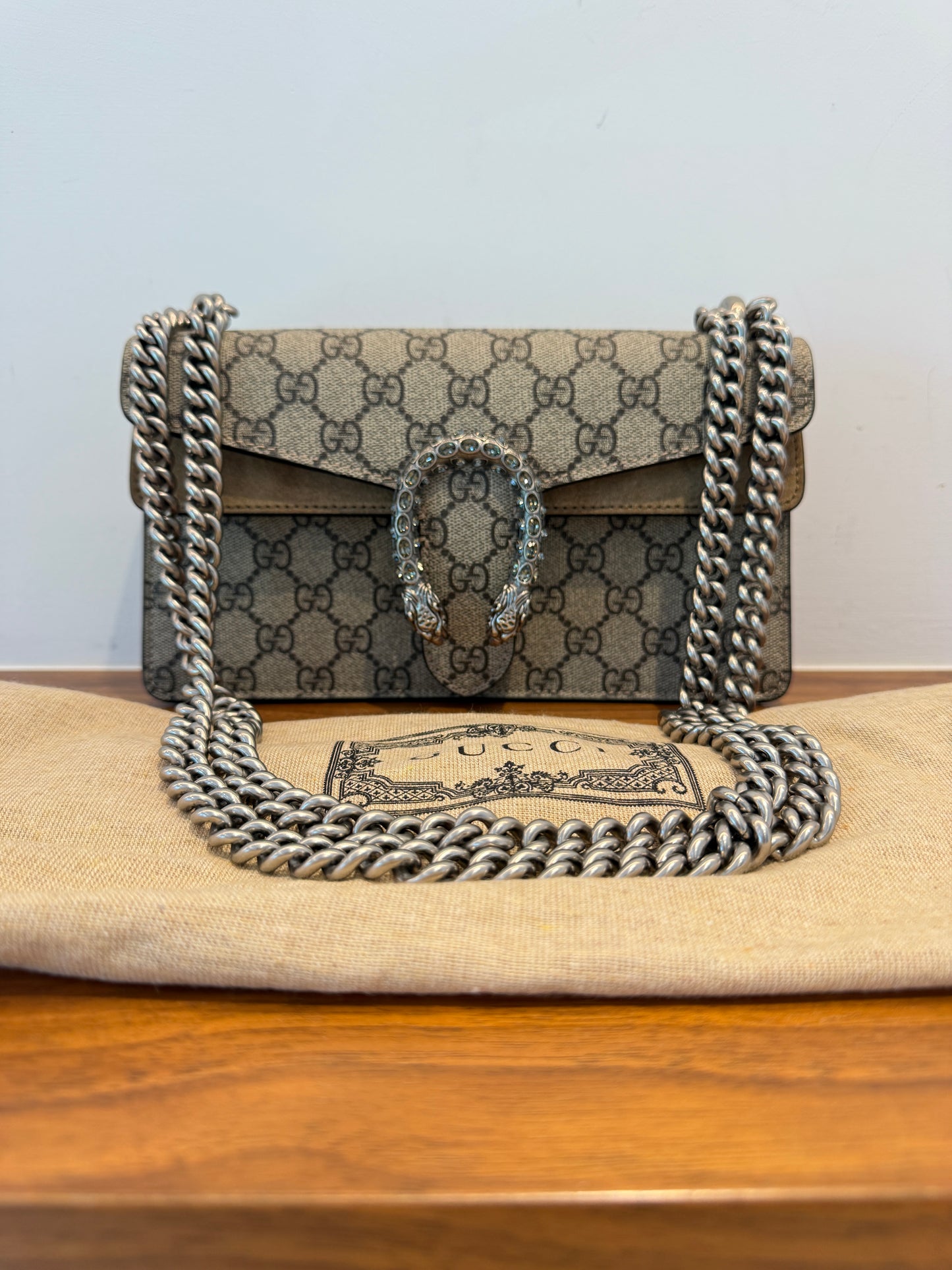 Gucci Monogram Enamel Small Dionysus Shoulder Bag Electric Blue