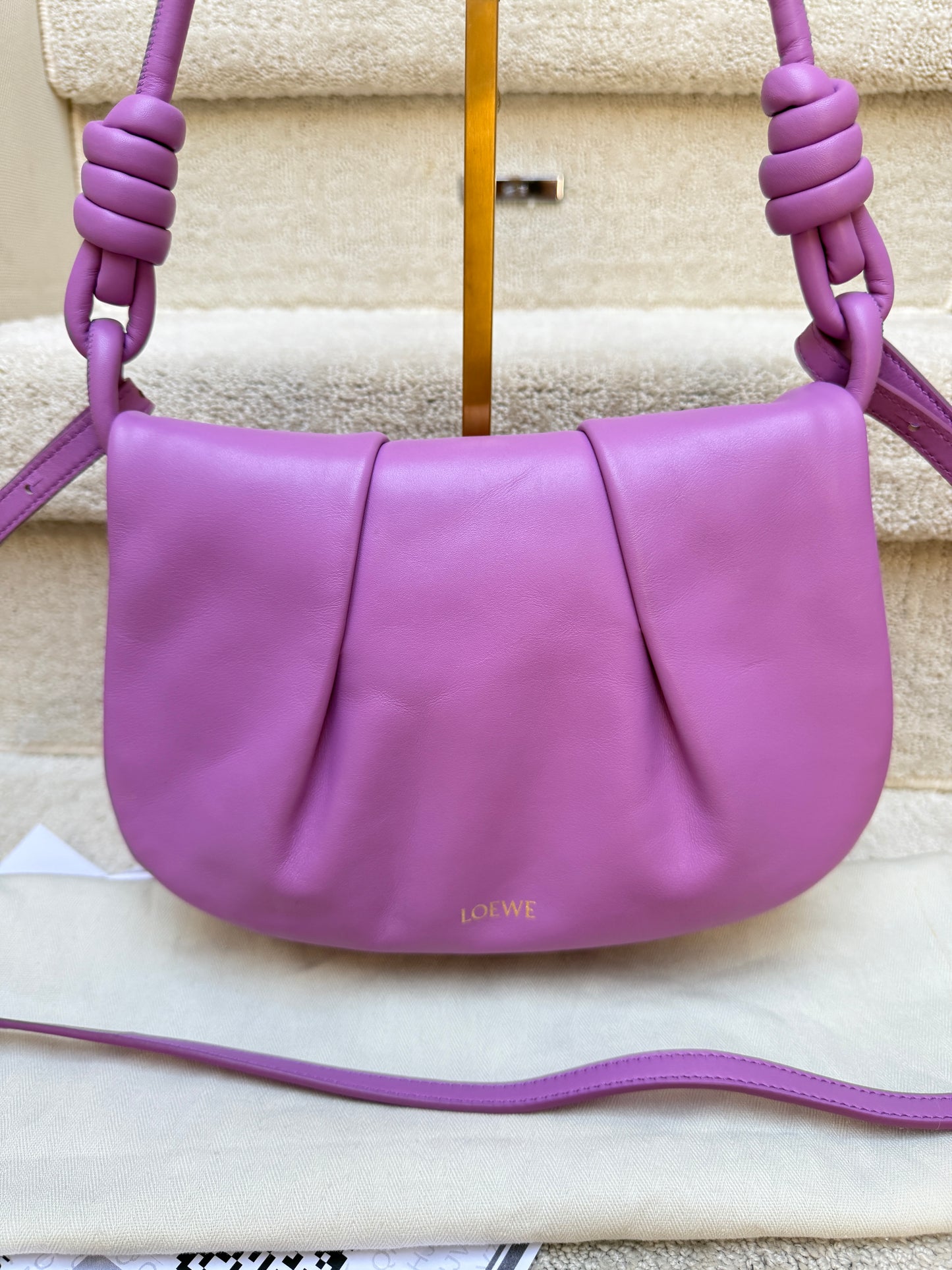 LOEWE Shiny Nappa Calfskin Paseo Satchel Rockrose