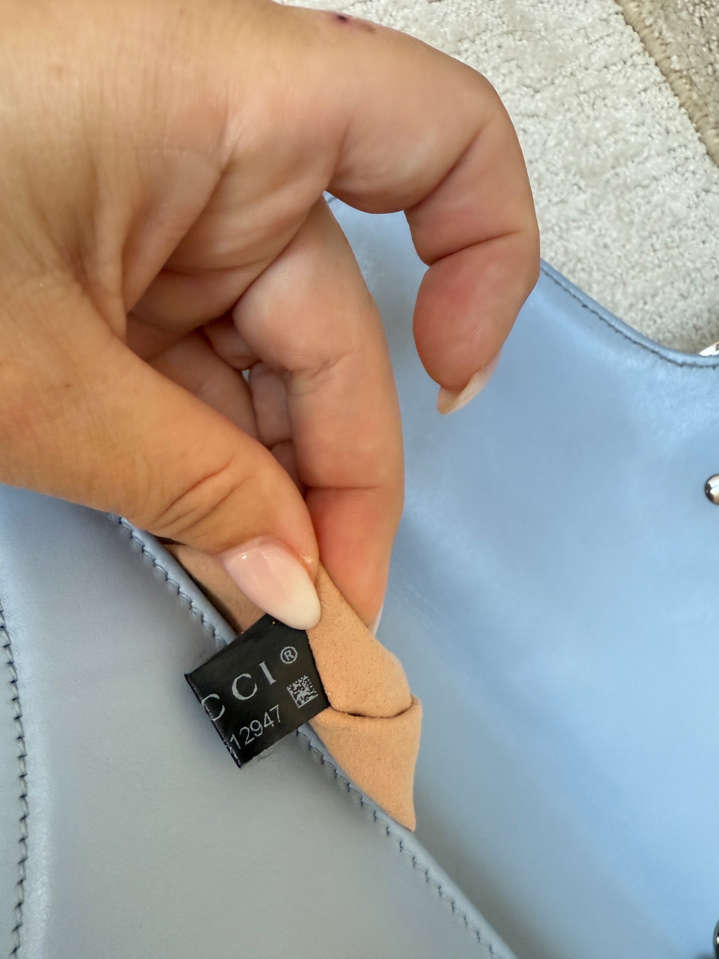 GUCCI Calfskin Matelasse GG Marmont small in baby blue
