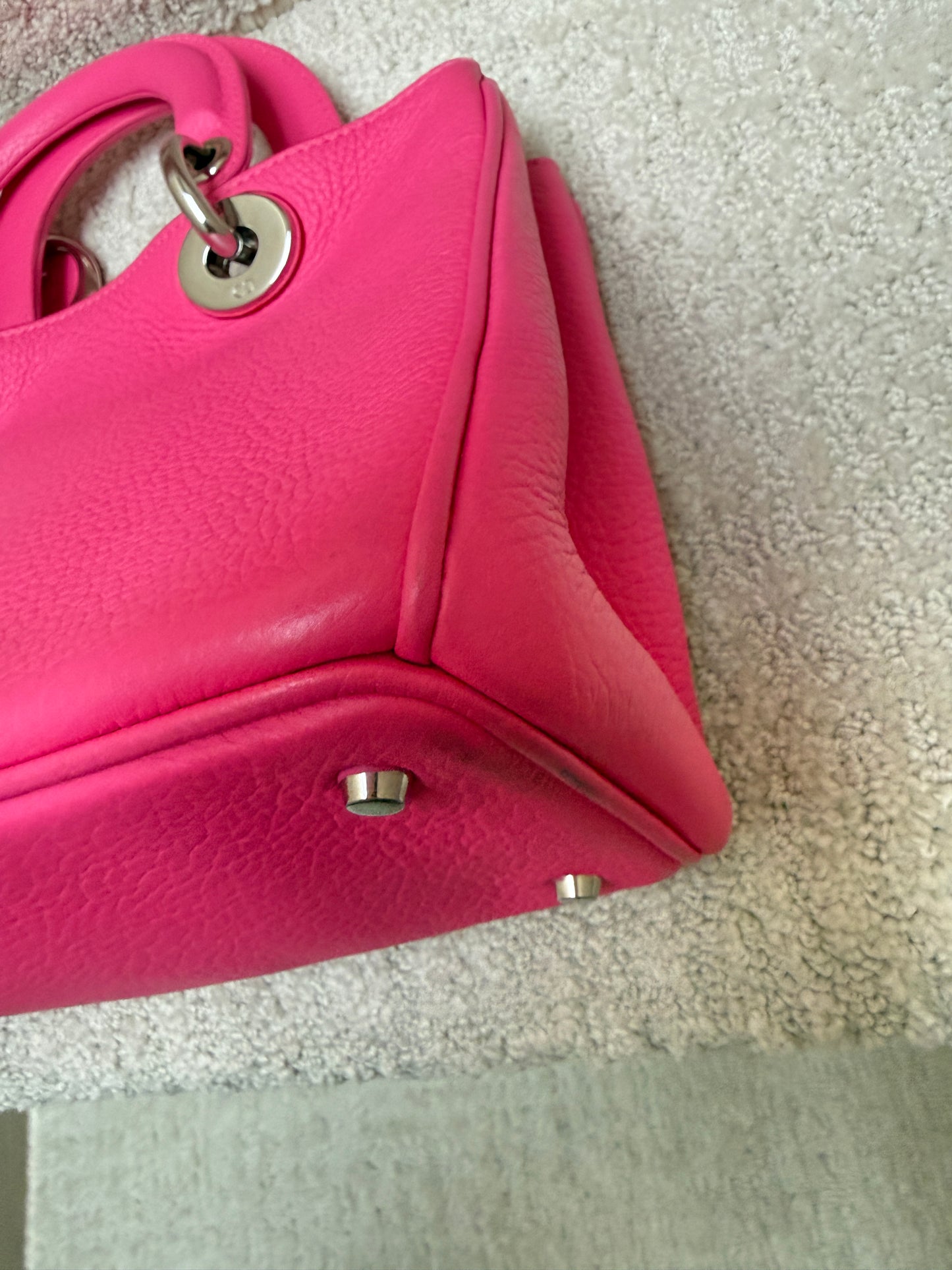 Christian Dior Calfskin Small Diorissimo Tote Fuchsia