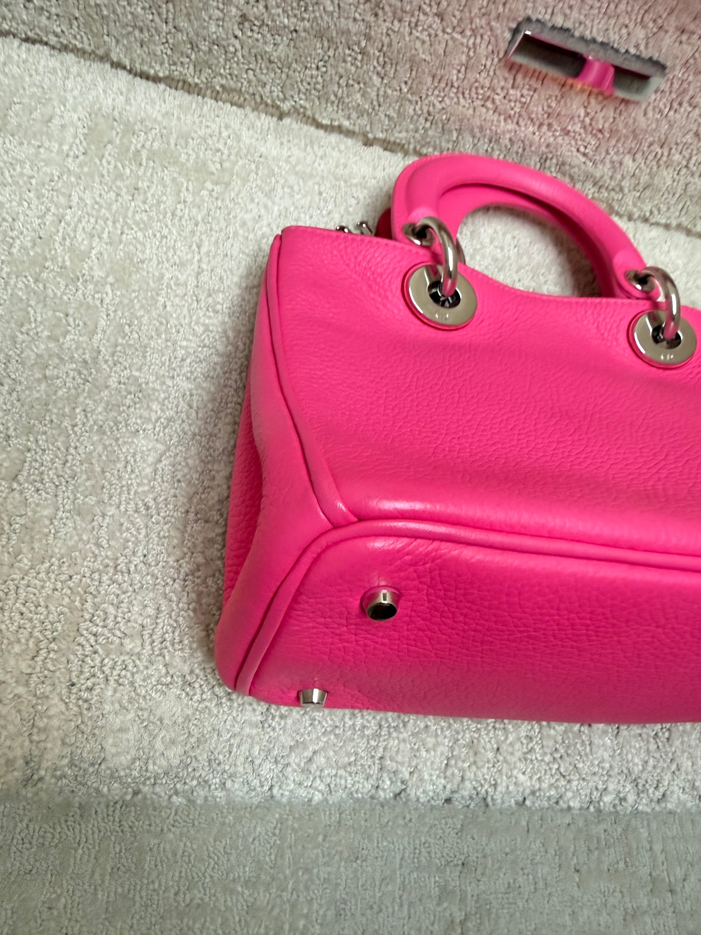 Christian Dior Calfskin Small Diorissimo Tote Fuchsia