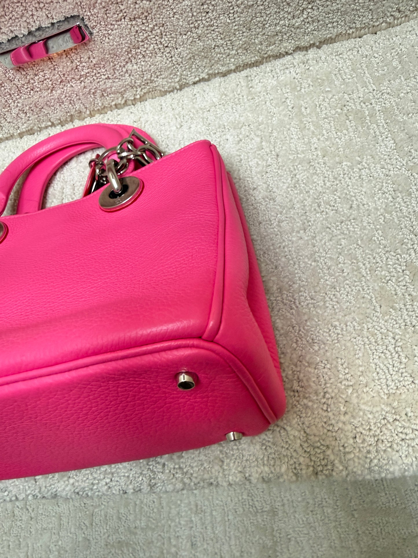 Christian Dior Calfskin Small Diorissimo Tote Fuchsia