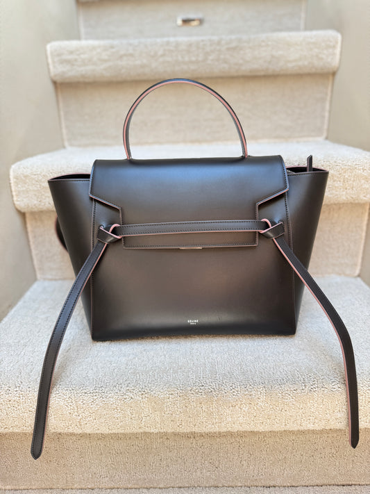 Celine Micro Belt Bag in Black with Pink (2nd Largest size)