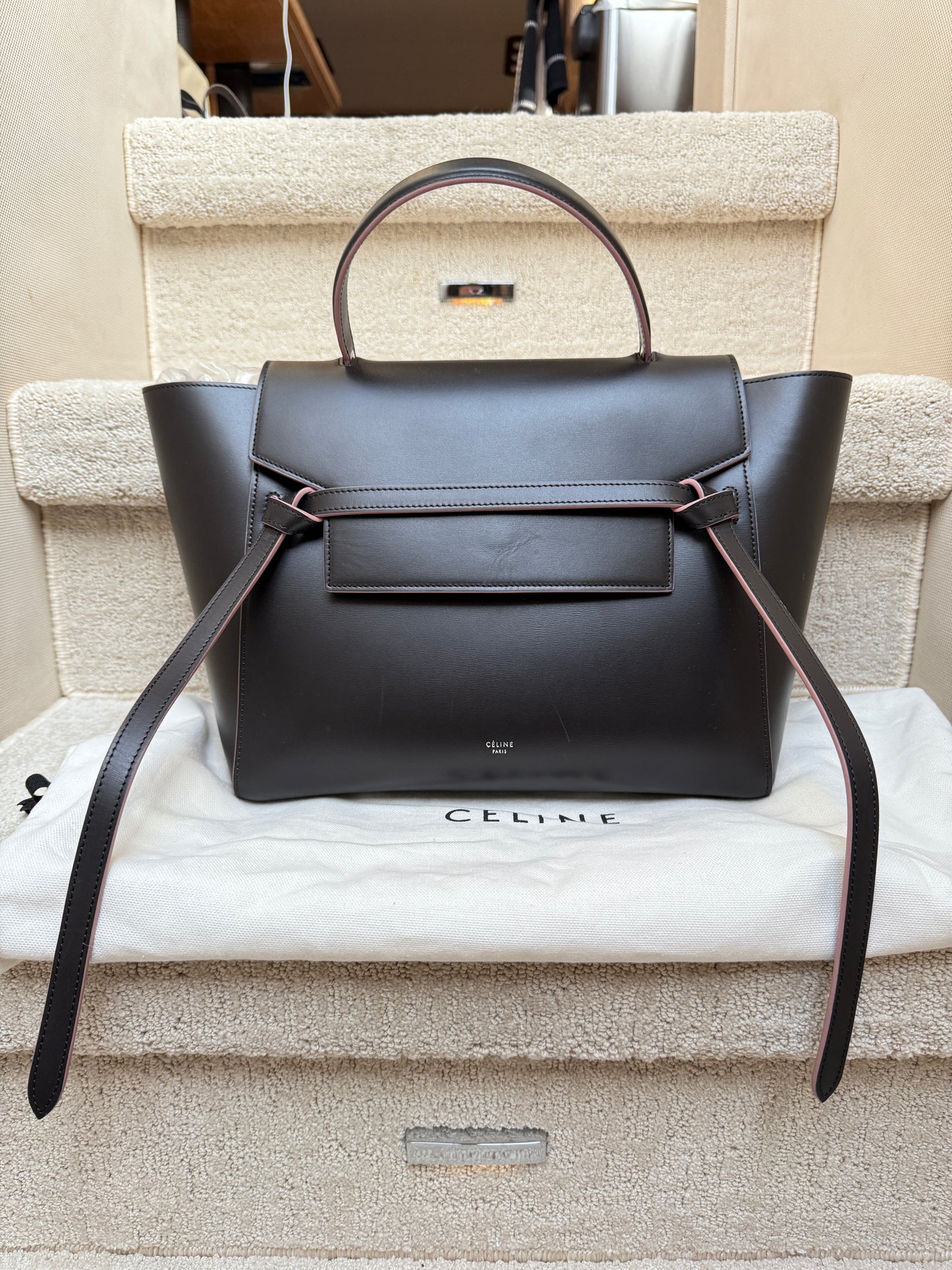 Celine Micro Belt Bag in Black with Pink (2nd Largest size)