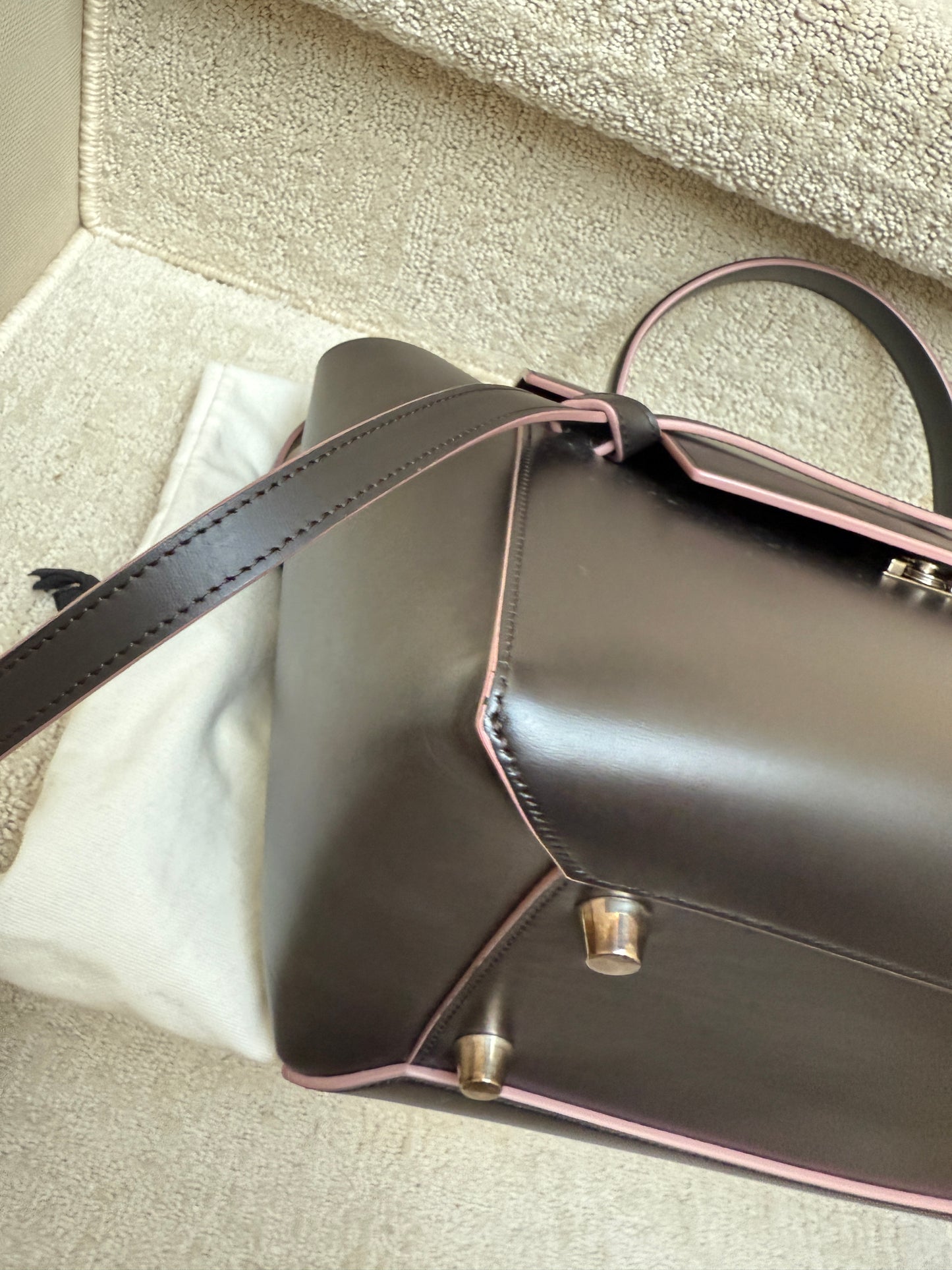 Celine Micro Belt Bag in Black with Pink (2nd Largest size)