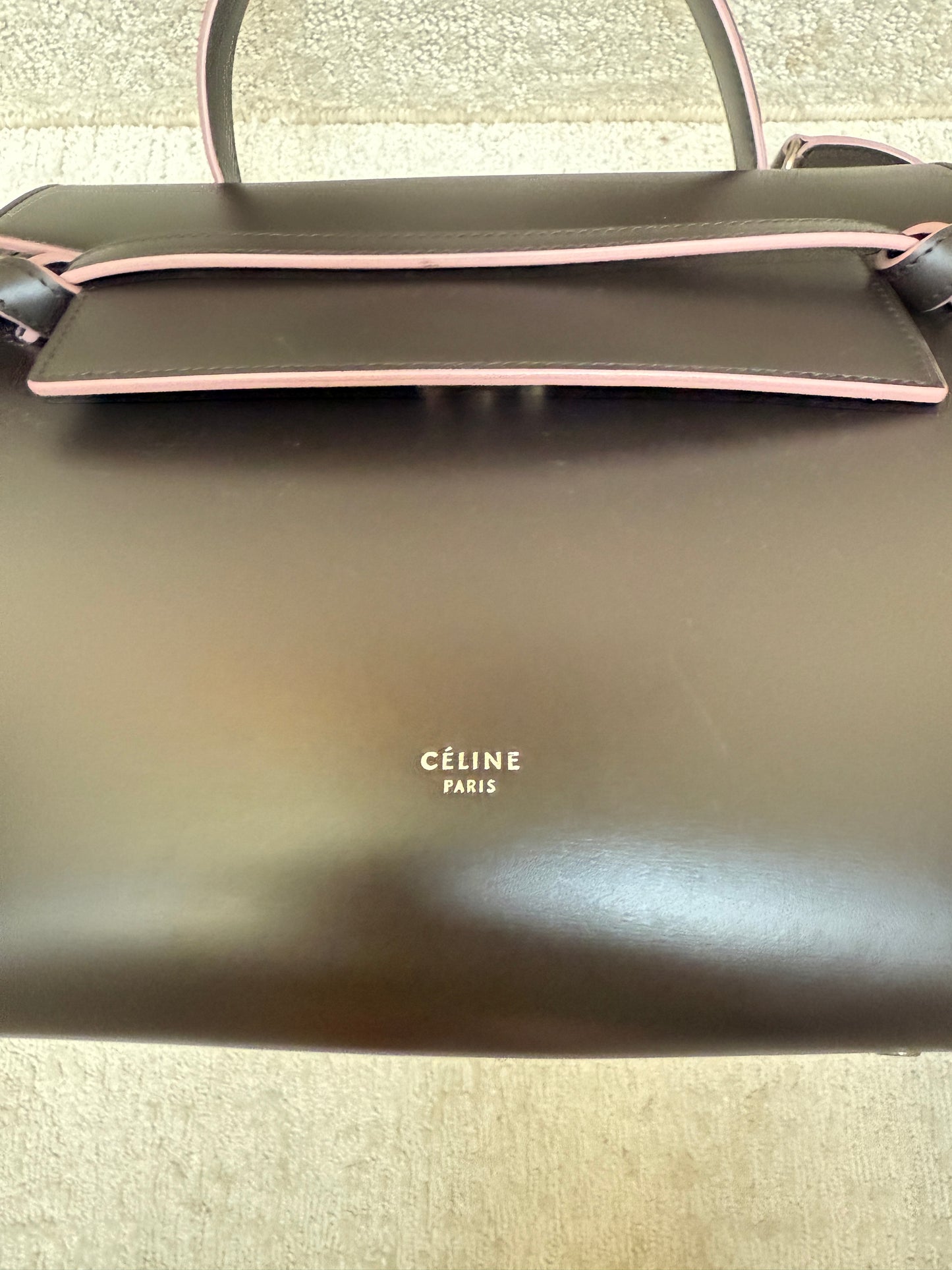 Celine Micro Belt Bag in Black with Pink (2nd Largest size)