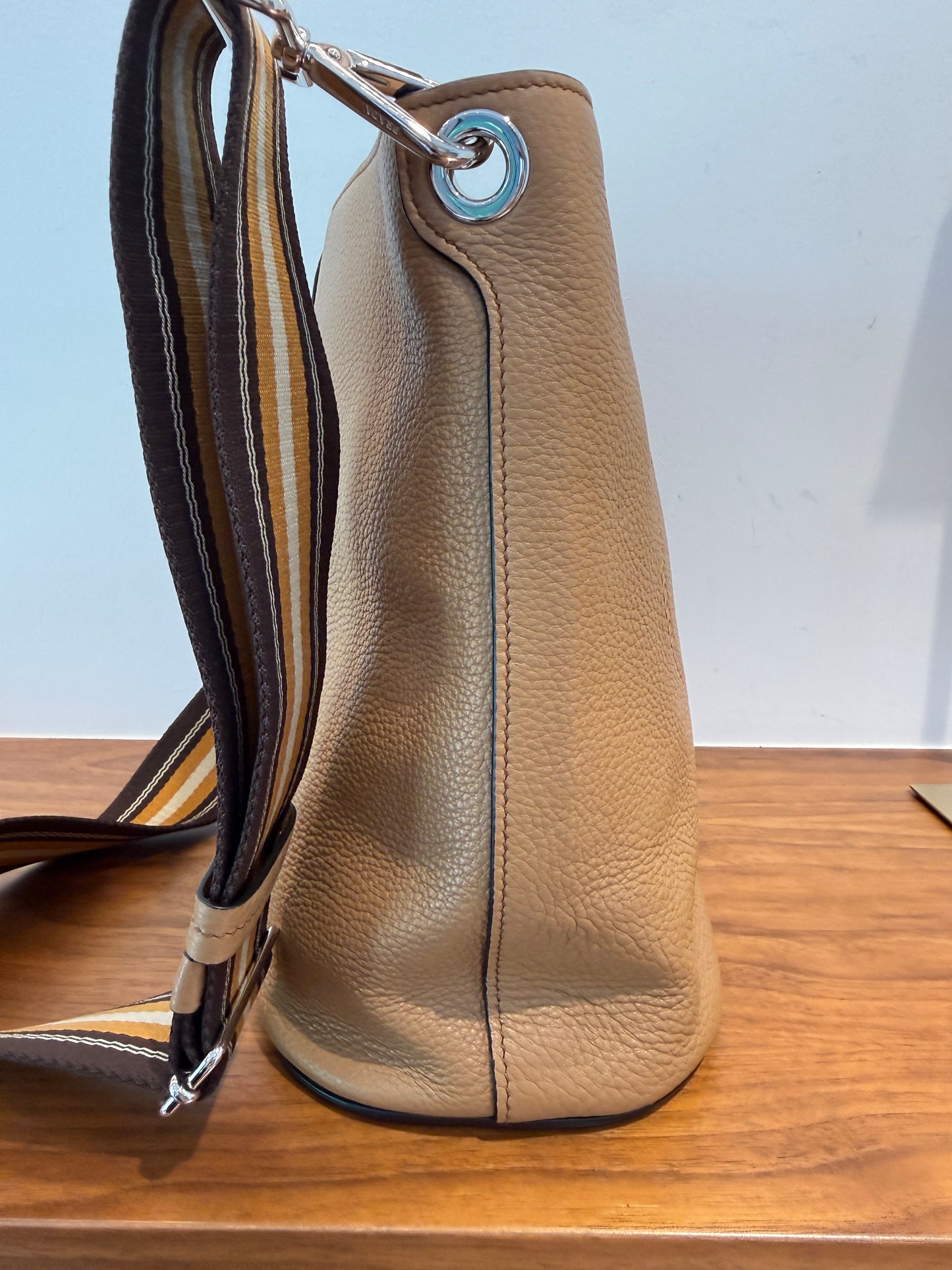 Other side view of prada vitello bucket bag authentic