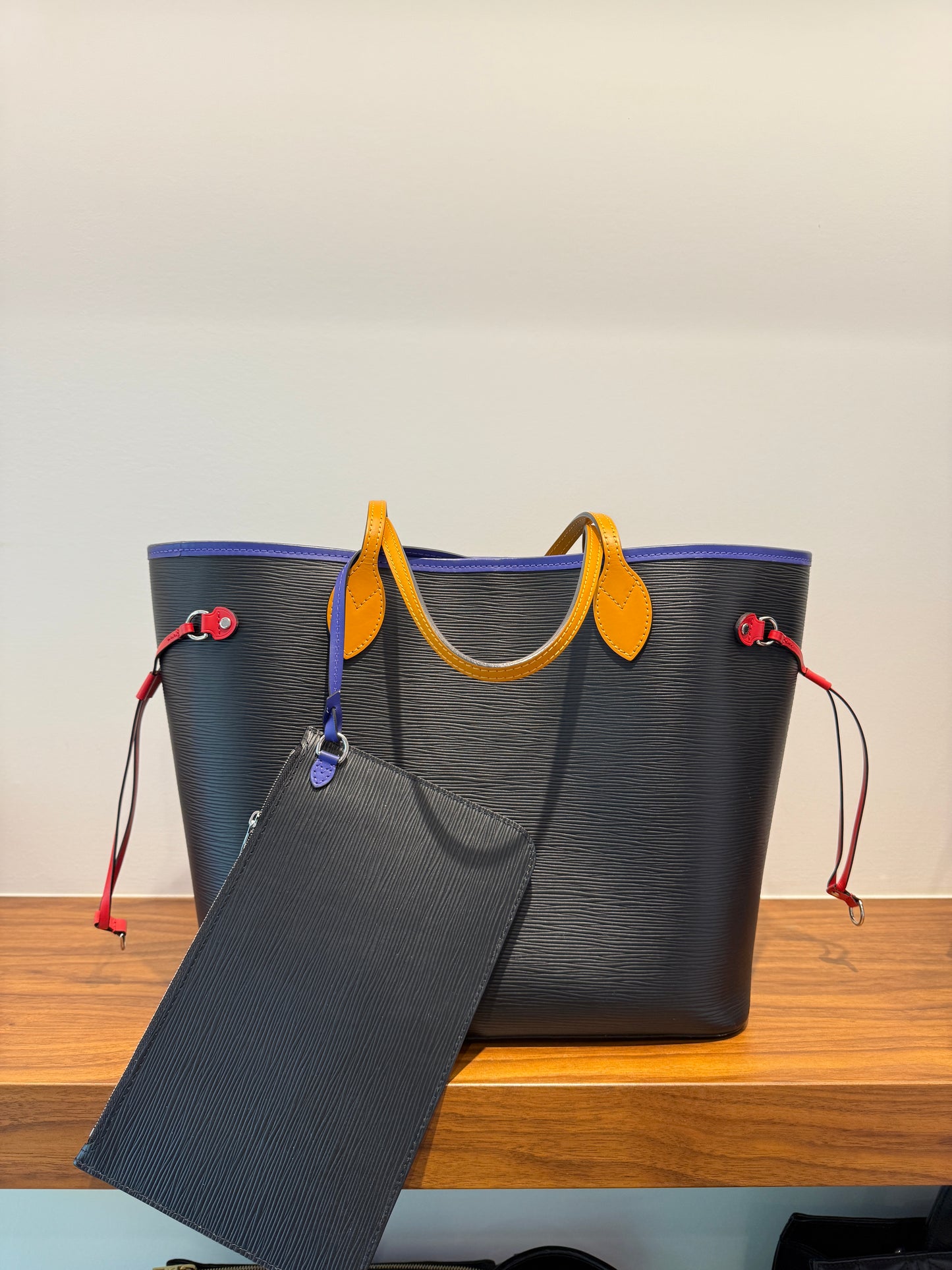 Louis Vuitton Neverfull in EPI Leather Tri colour Noir Figue Safran