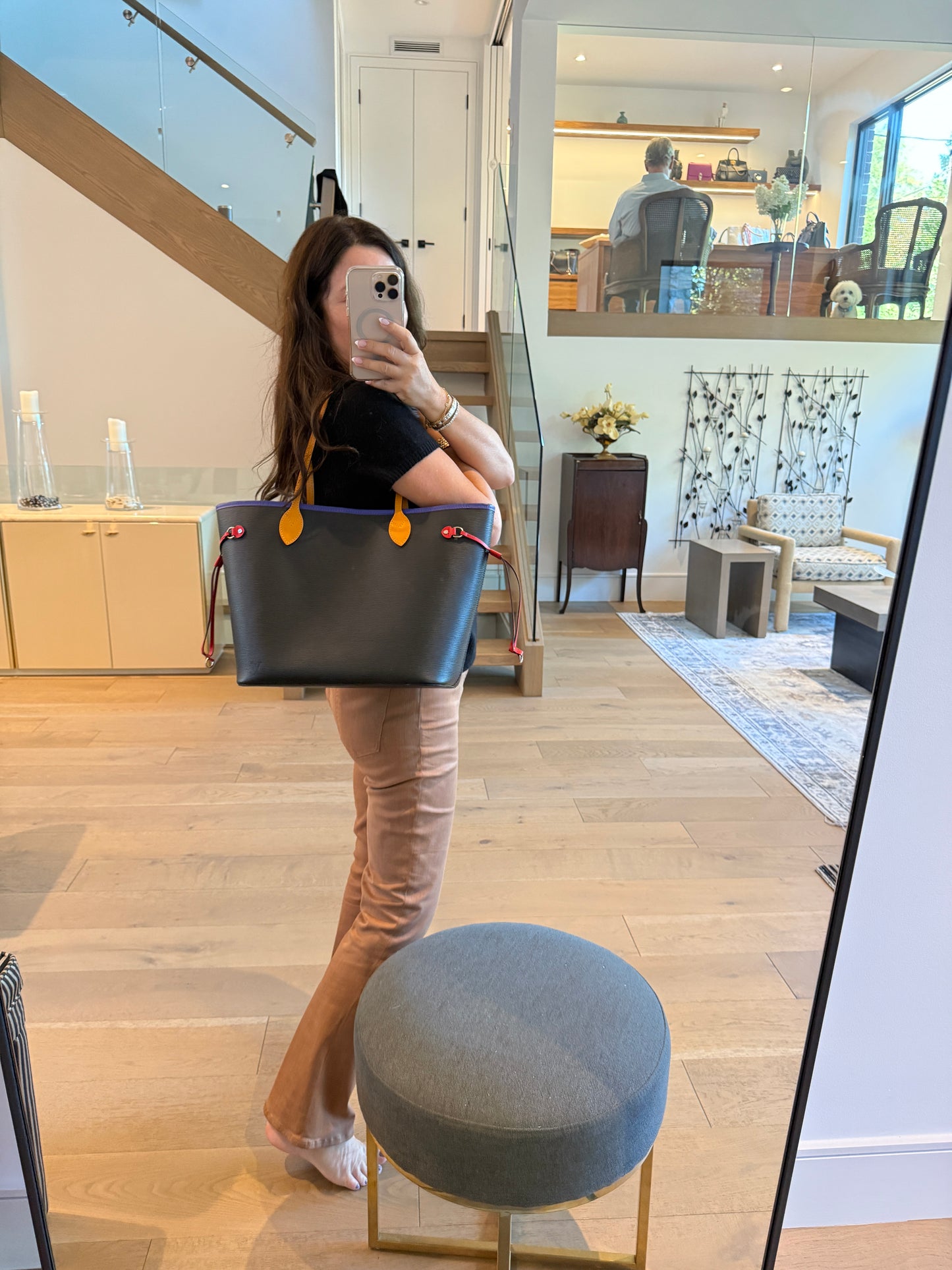 Louis Vuitton Neverfull in EPI Leather Tri colour Noir Figue Safran