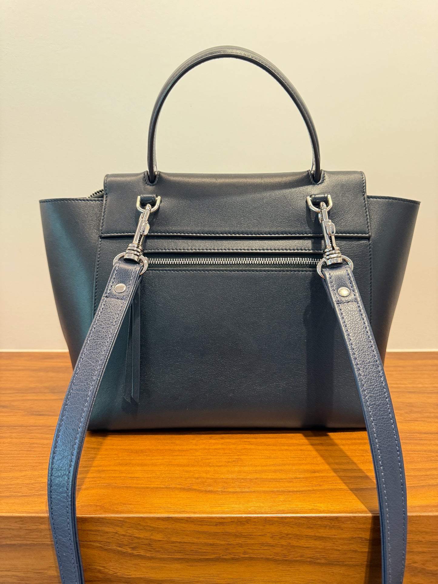 Celine Smooth Calfskin Micro Bi-Color Braided Belt Bag Dark Sea