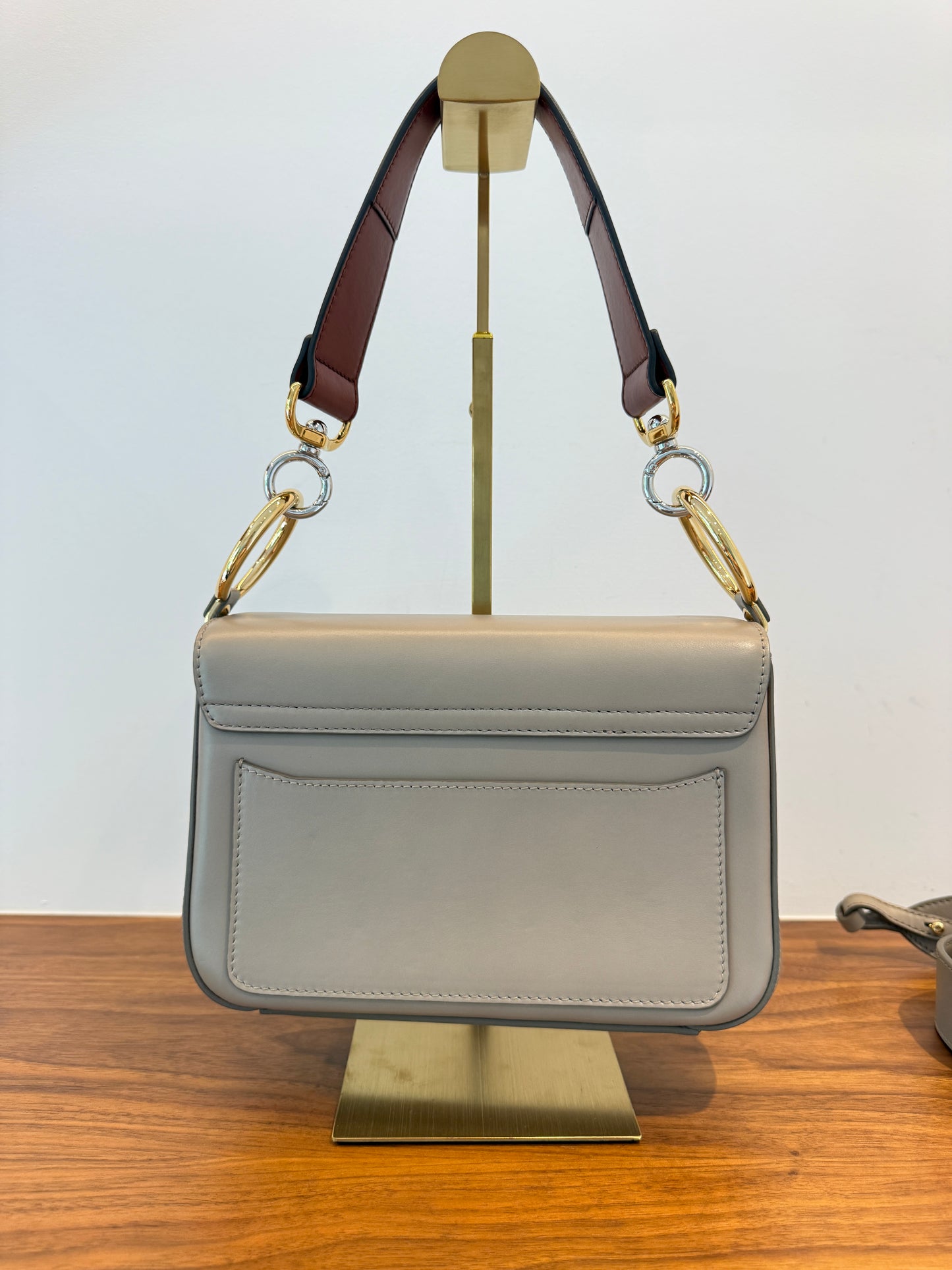 Chloe Small C Double Carry Handbag in Motty Grey in Like New Condition Pre-Owned