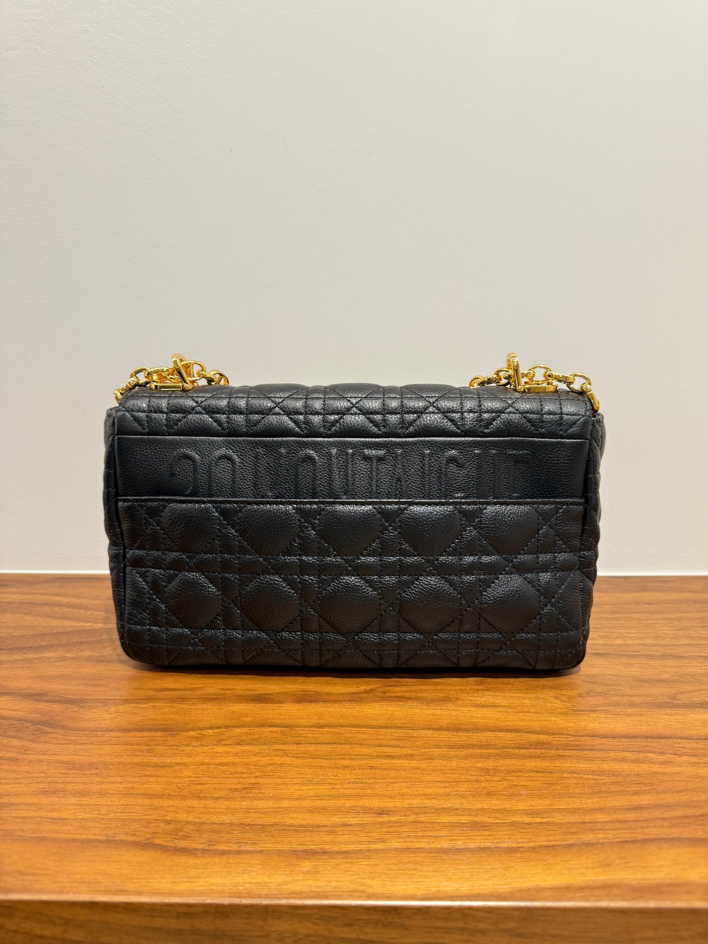Christian Dior Calfskin Cannage Medium Caro Bag Black