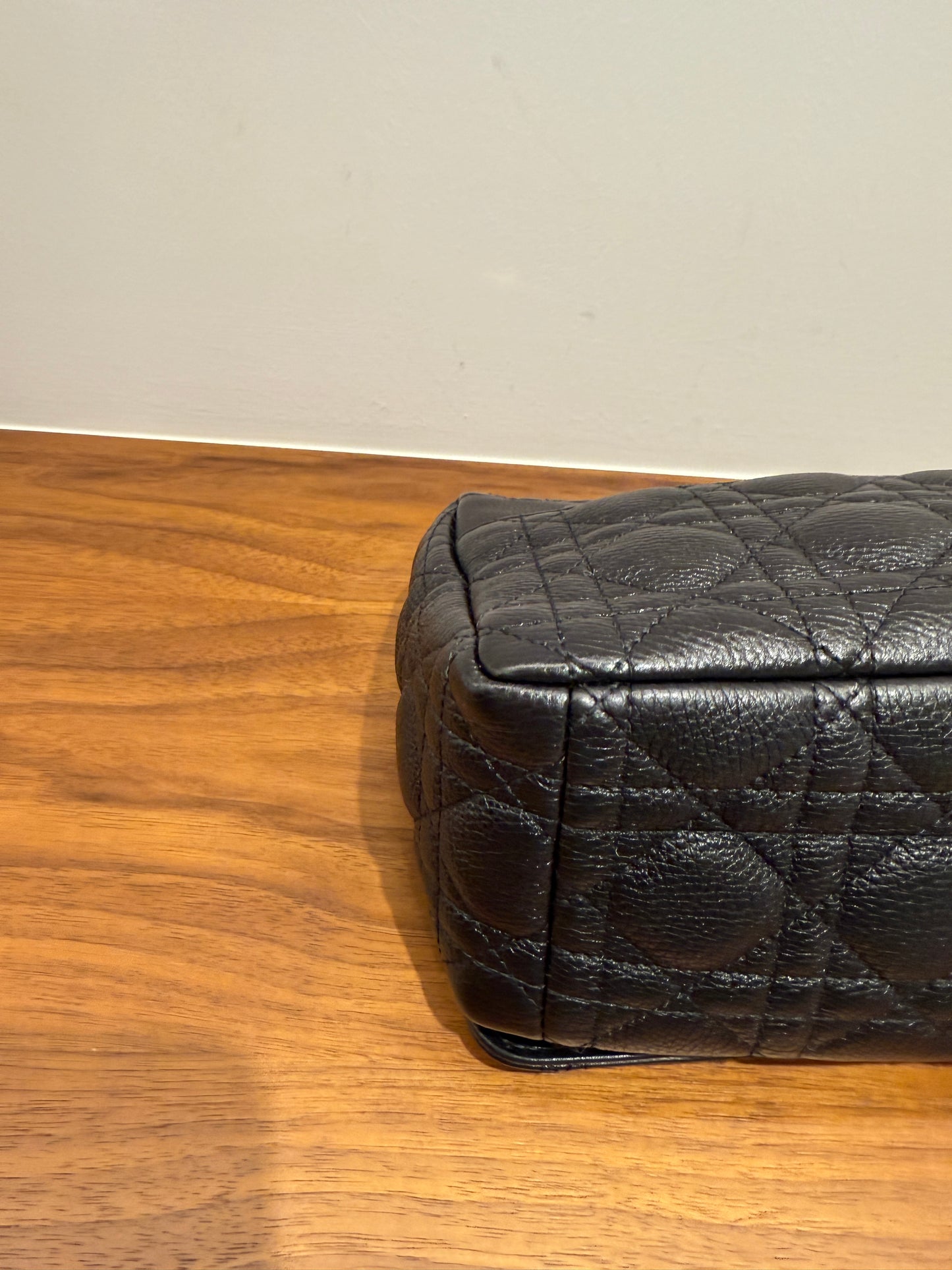 Christian Dior Calfskin Cannage Medium Caro Bag Black
