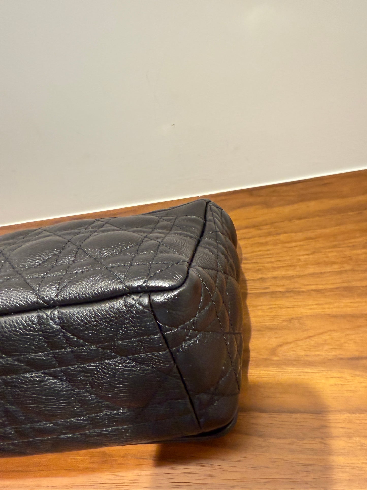 Christian Dior Calfskin Cannage Medium Caro Bag Black