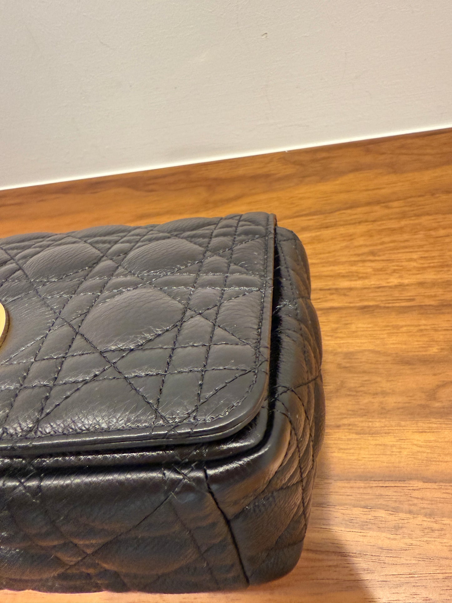 Christian Dior Calfskin Cannage Medium Caro Bag Black