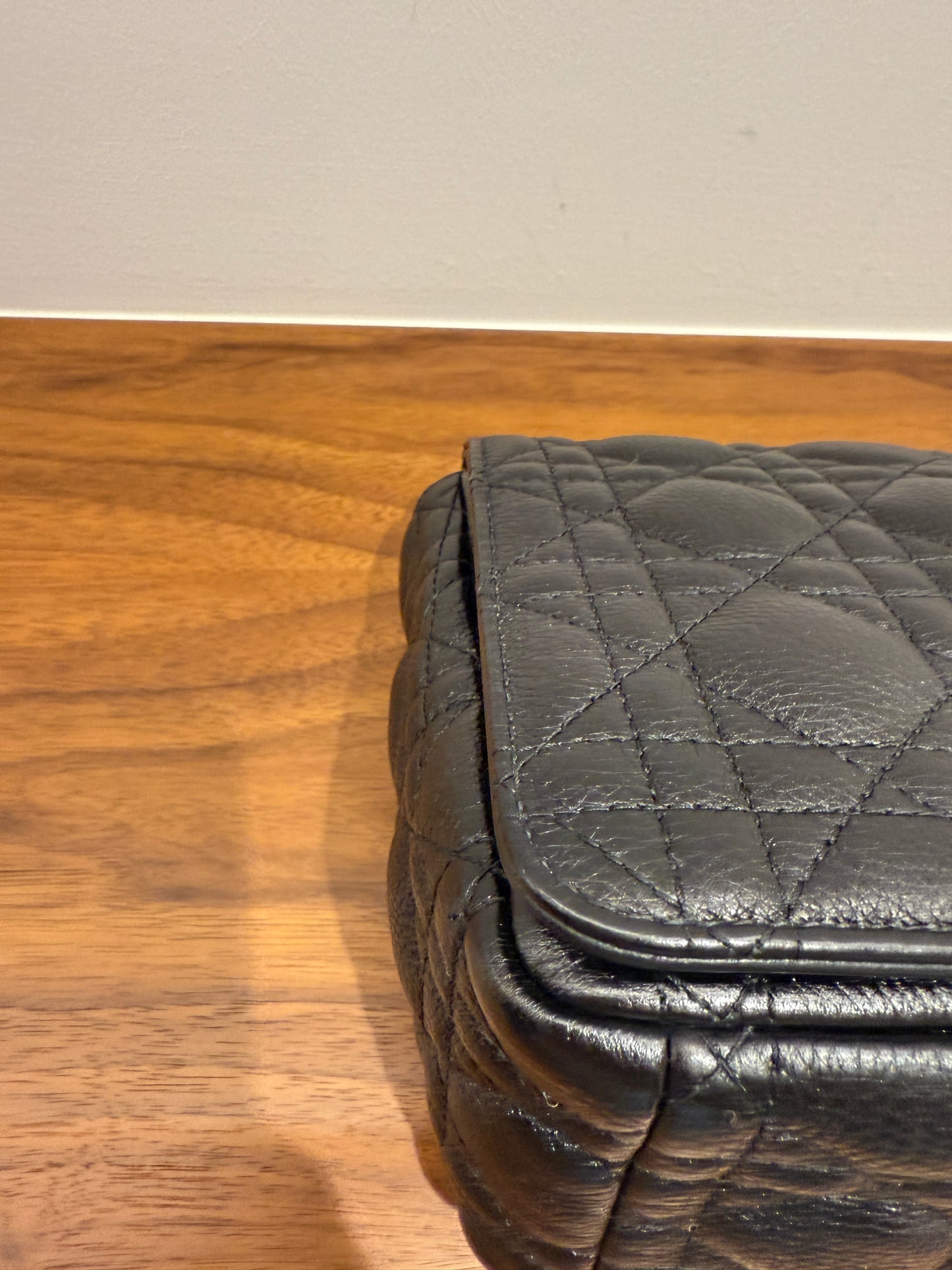 Christian Dior Calfskin Cannage Medium Caro Bag Black