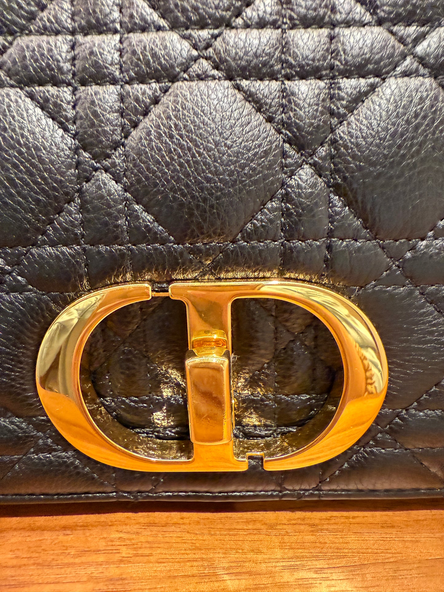 Christian Dior Calfskin Cannage Medium Caro Bag Black