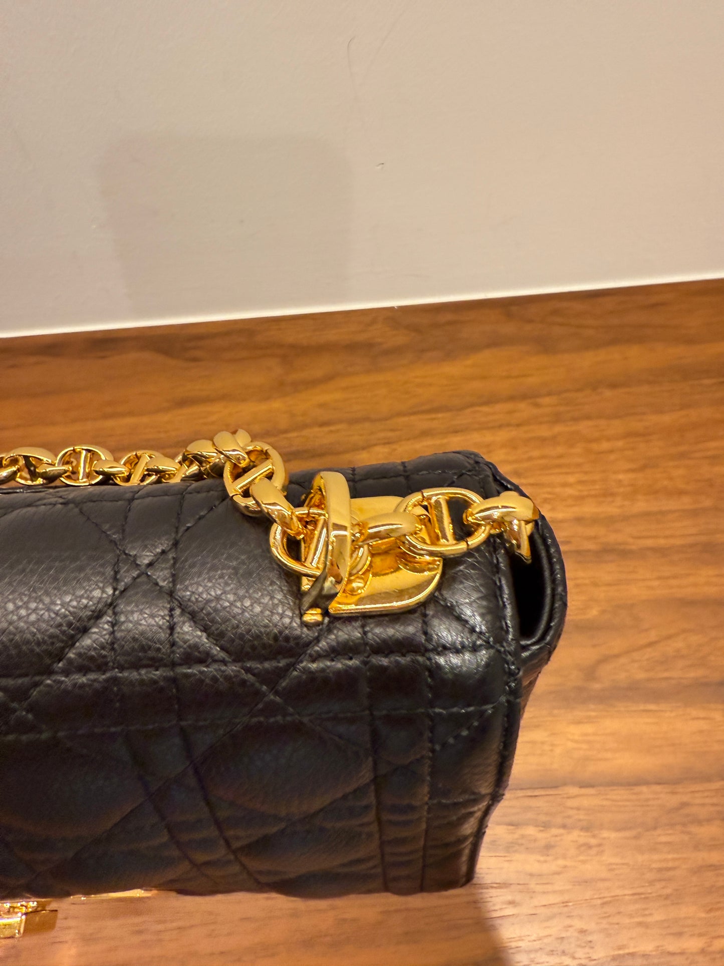 Christian Dior Calfskin Cannage Medium Caro Bag Black