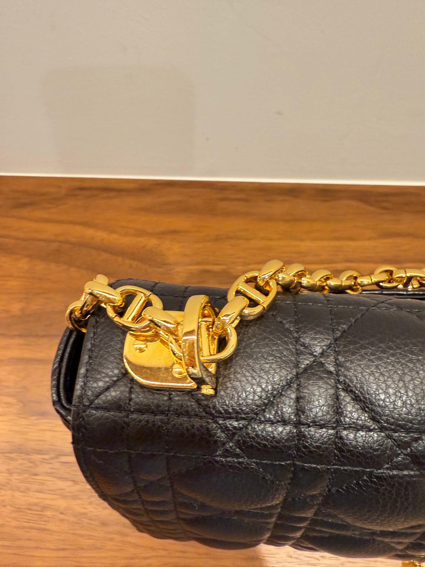 Christian Dior Calfskin Cannage Medium Caro Bag Black