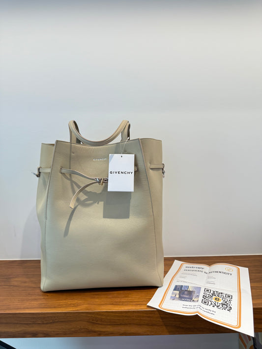 Givenchy Calfskin Voyou Medium North South Tote Natural Beige