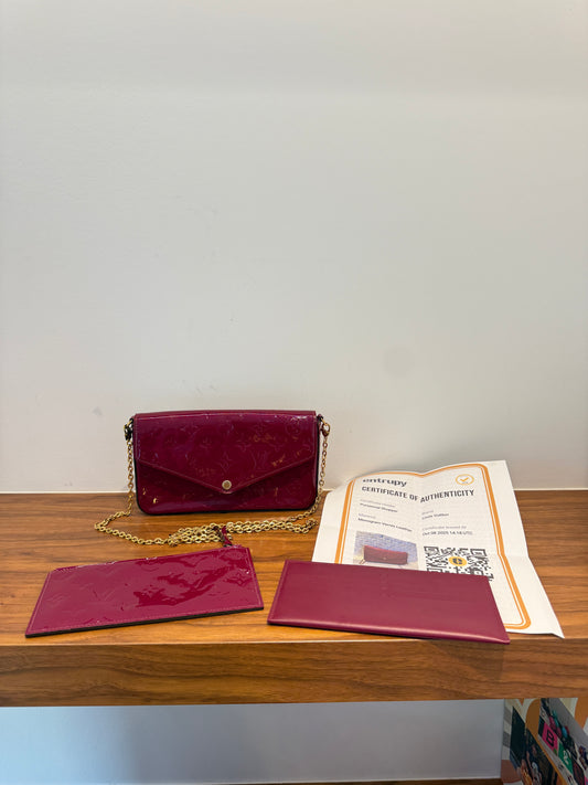 Louis Vuitton Empreinte Pochette Felicie Chain Wallet Dark Red
