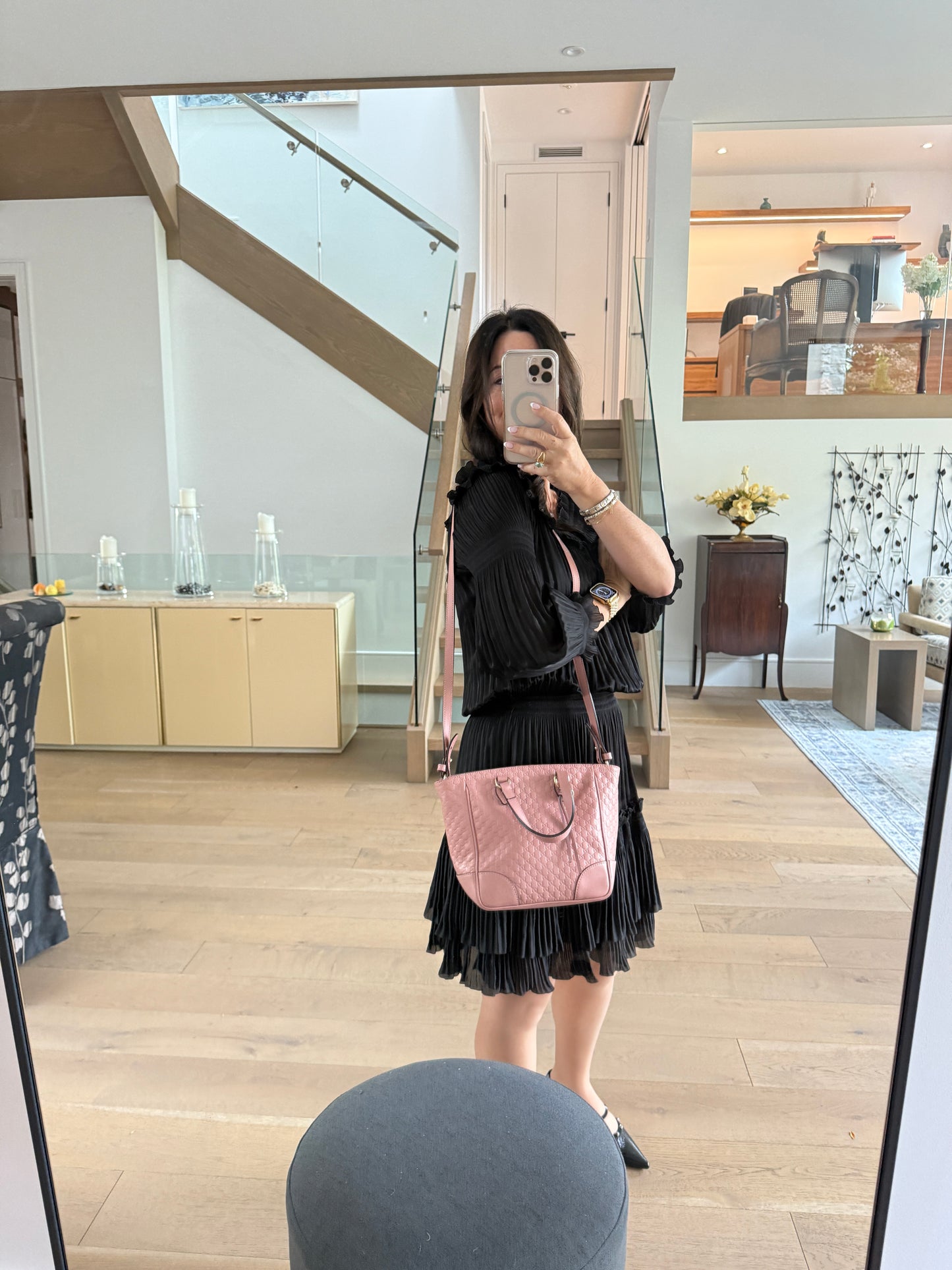 Microguccissima Small Bree Tote in soft pink