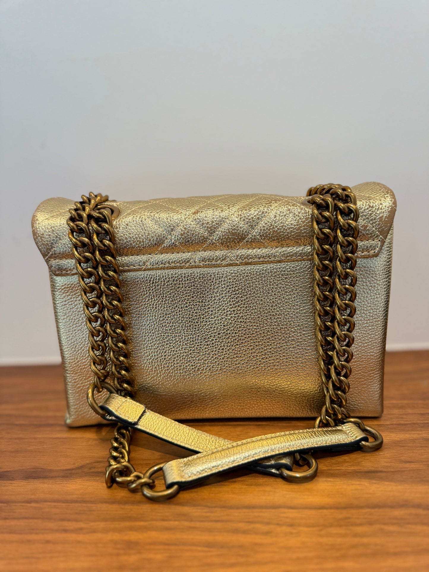 Kurt Geiger The Brixton leather metallic gold shoulder bag