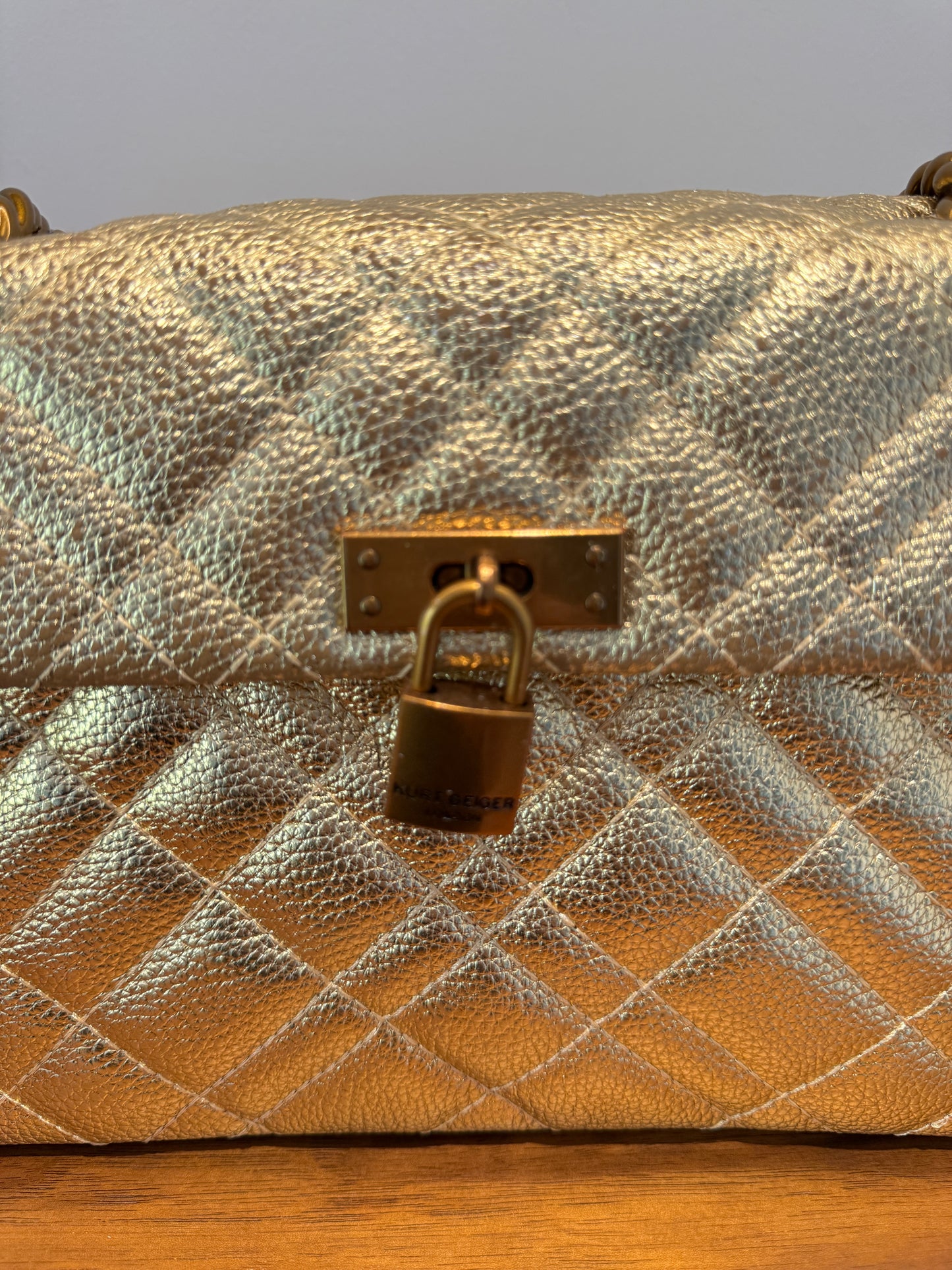 Kurt Geiger The Brixton leather metallic gold shoulder bag