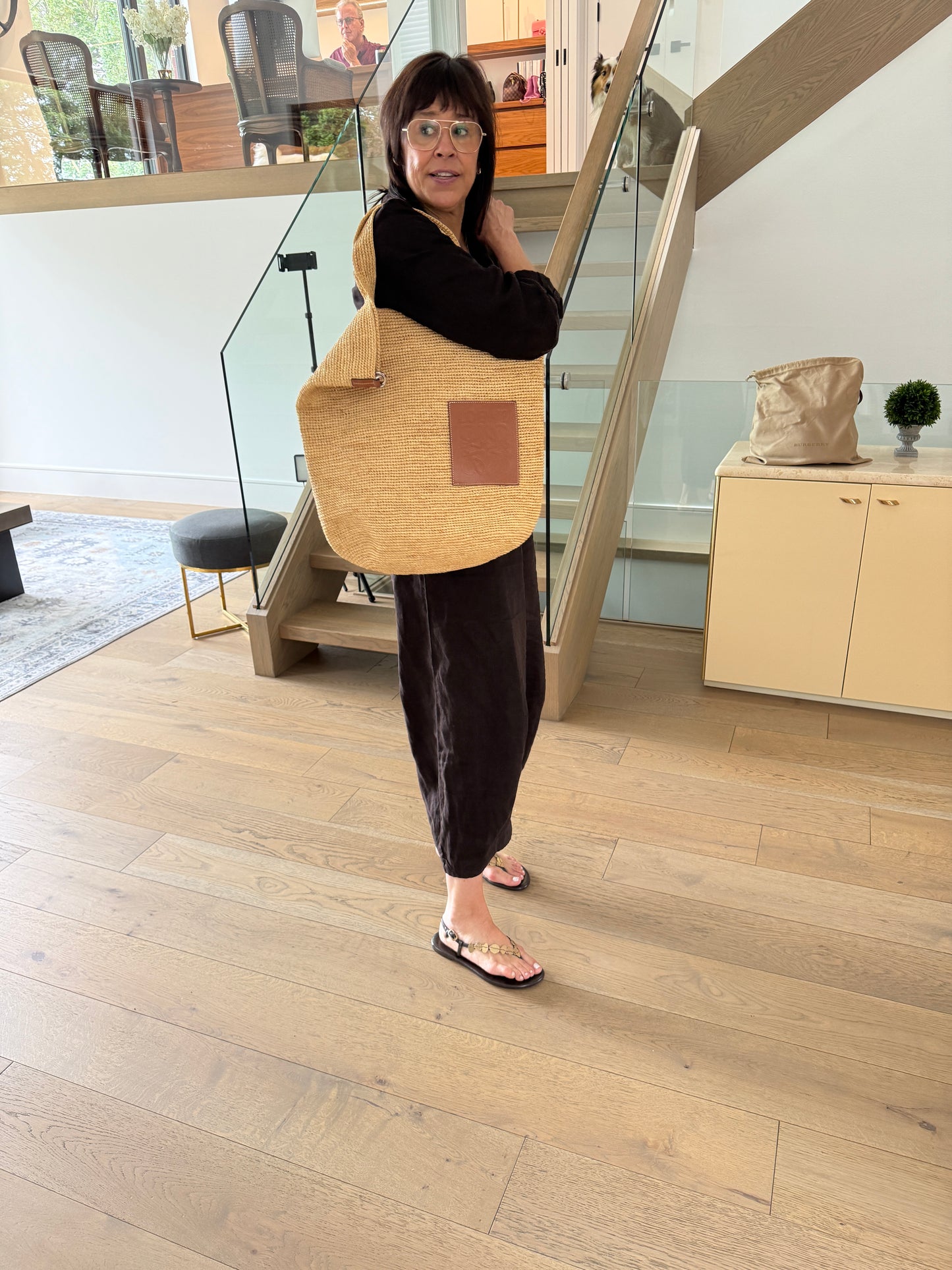 Loewe Raffia Paula's Ibiza Slit Tote Bag Natural Tan