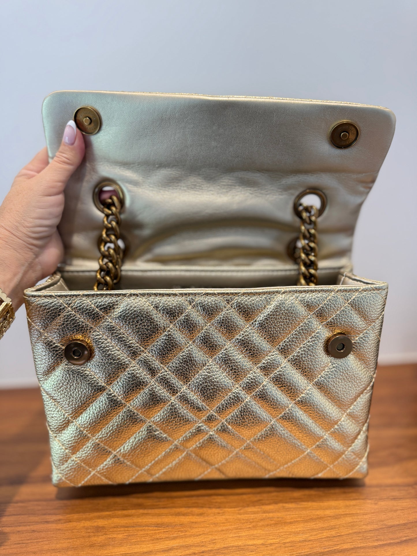 Kurt Geiger The Brixton leather metallic gold shoulder bag