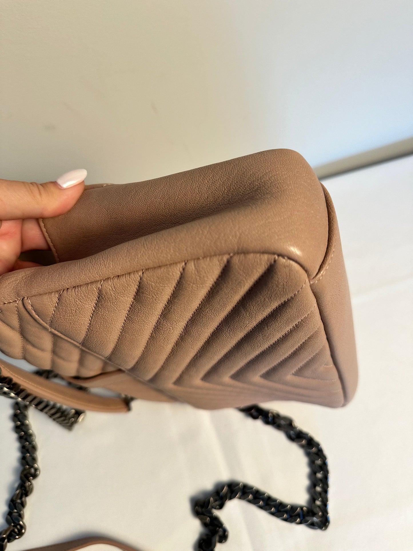 YSL College Handbag in Beige with dark silver hardware