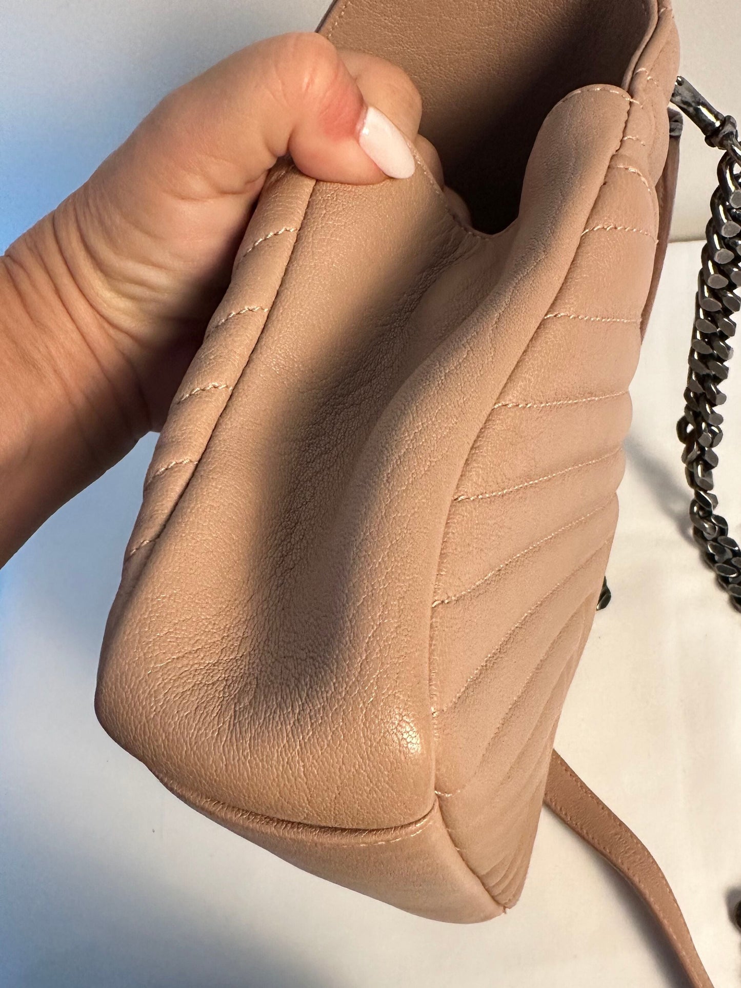 YSL College Handbag in Beige with dark silver hardware