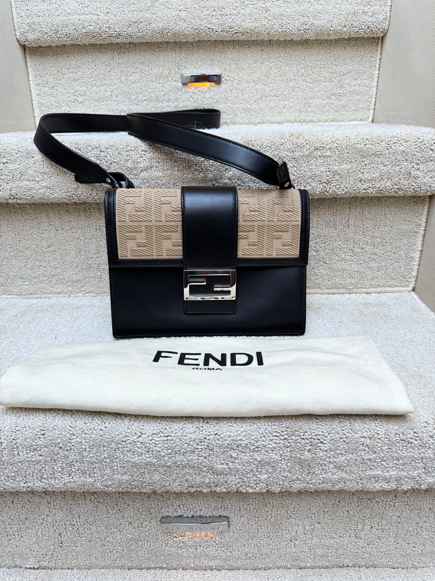Fendi Flat Baguette Zucca Jacquard Crossbody