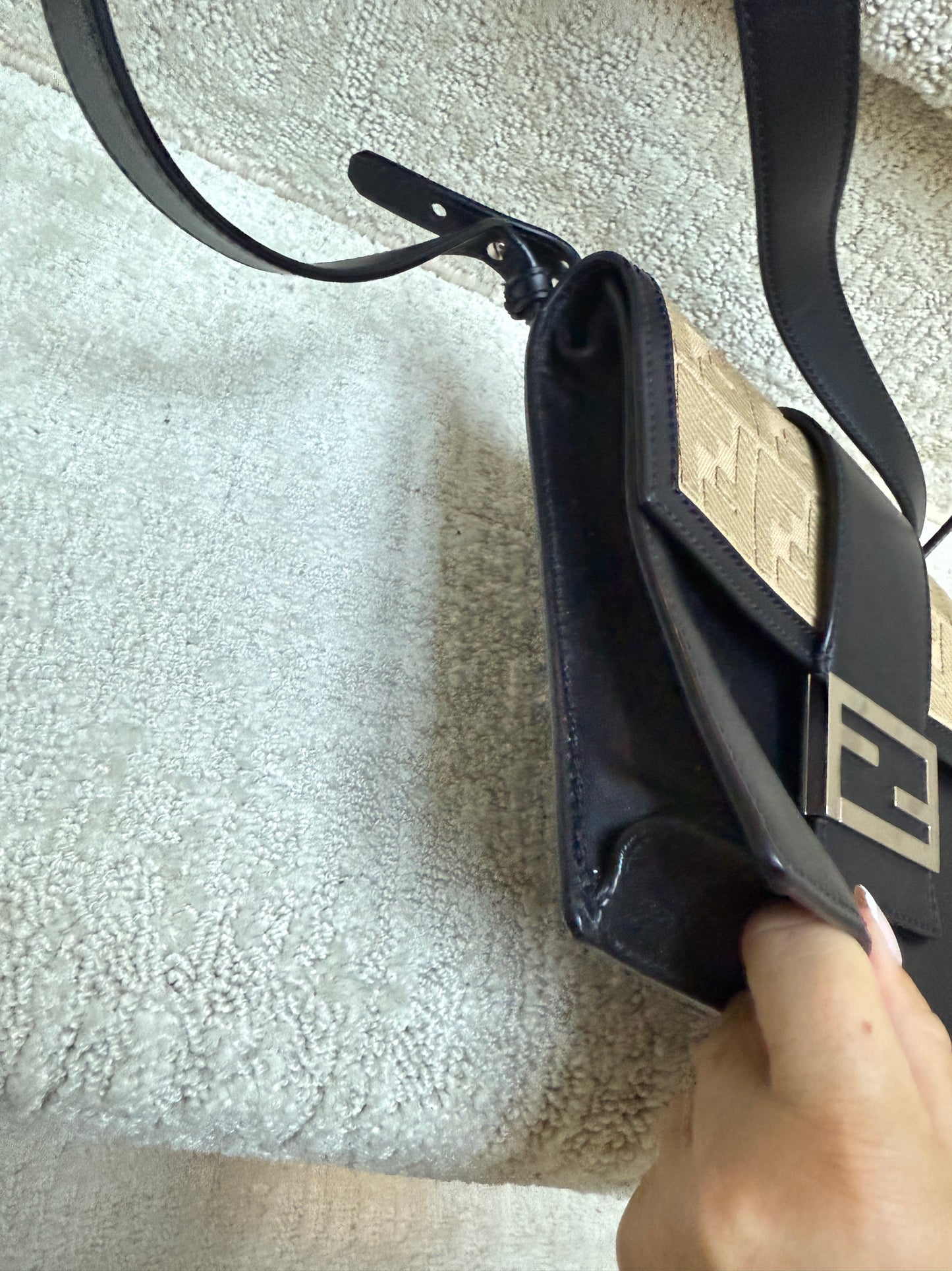 Fendi Flat Baguette Zucca Jacquard Crossbody