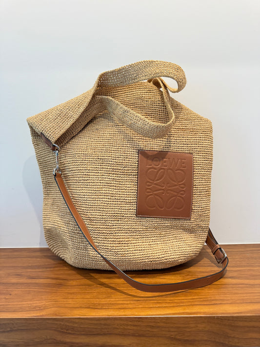 Loewe Raffia Paula's Ibiza Slit Tote Bag Natural Tan