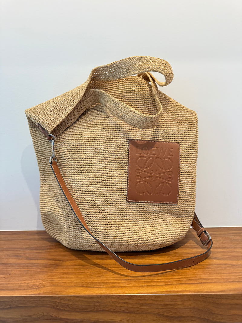 Loewe Raffia Paula's Ibiza Slit Tote Bag Natural Tan