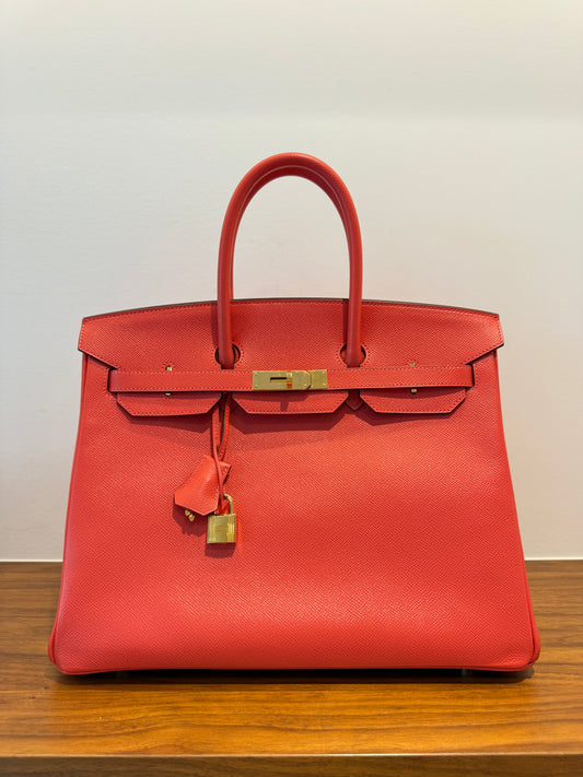 Hermes 2015 Birkin 35 in Rose Jaipur T stamp Pre-Owned