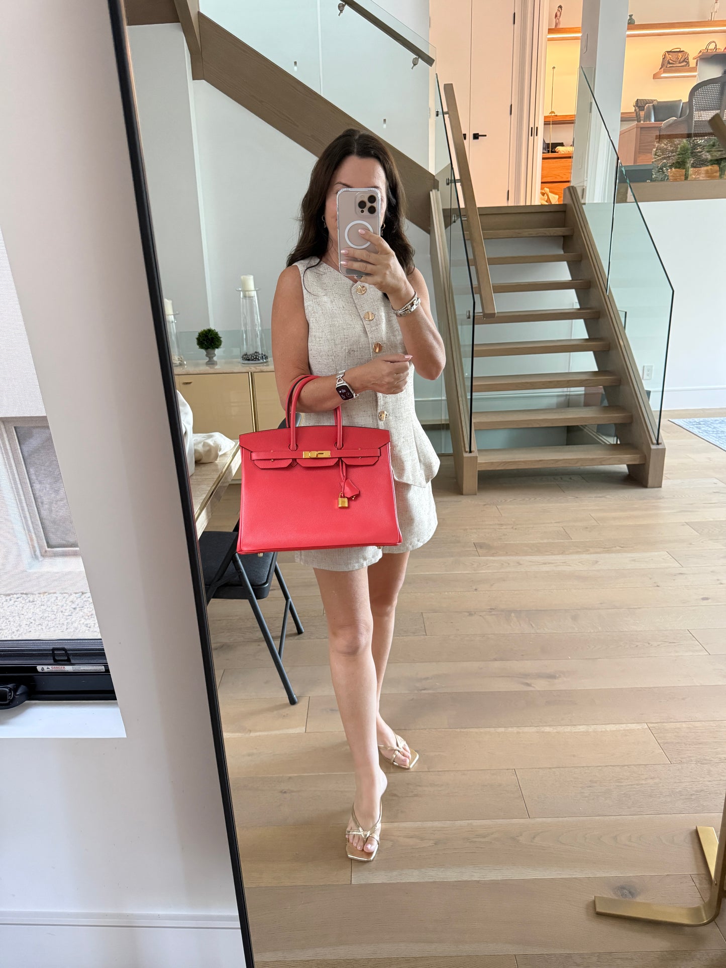 Hermes 2015 Birkin 35 in Rose Jaipur T stamp Pre-Owned