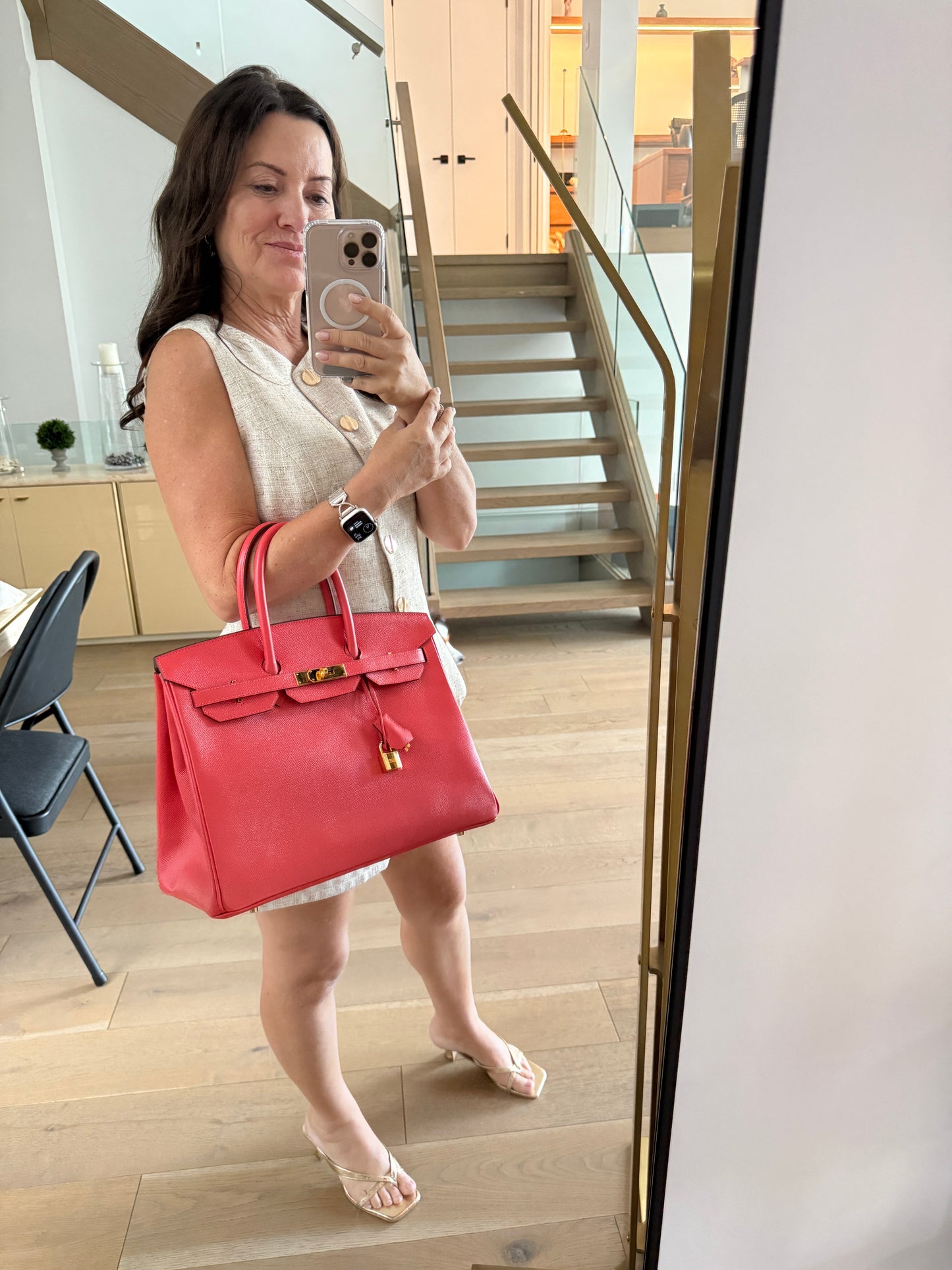 Hermes 2015 Birkin 35 in Rose Jaipur T stamp Pre-Owned