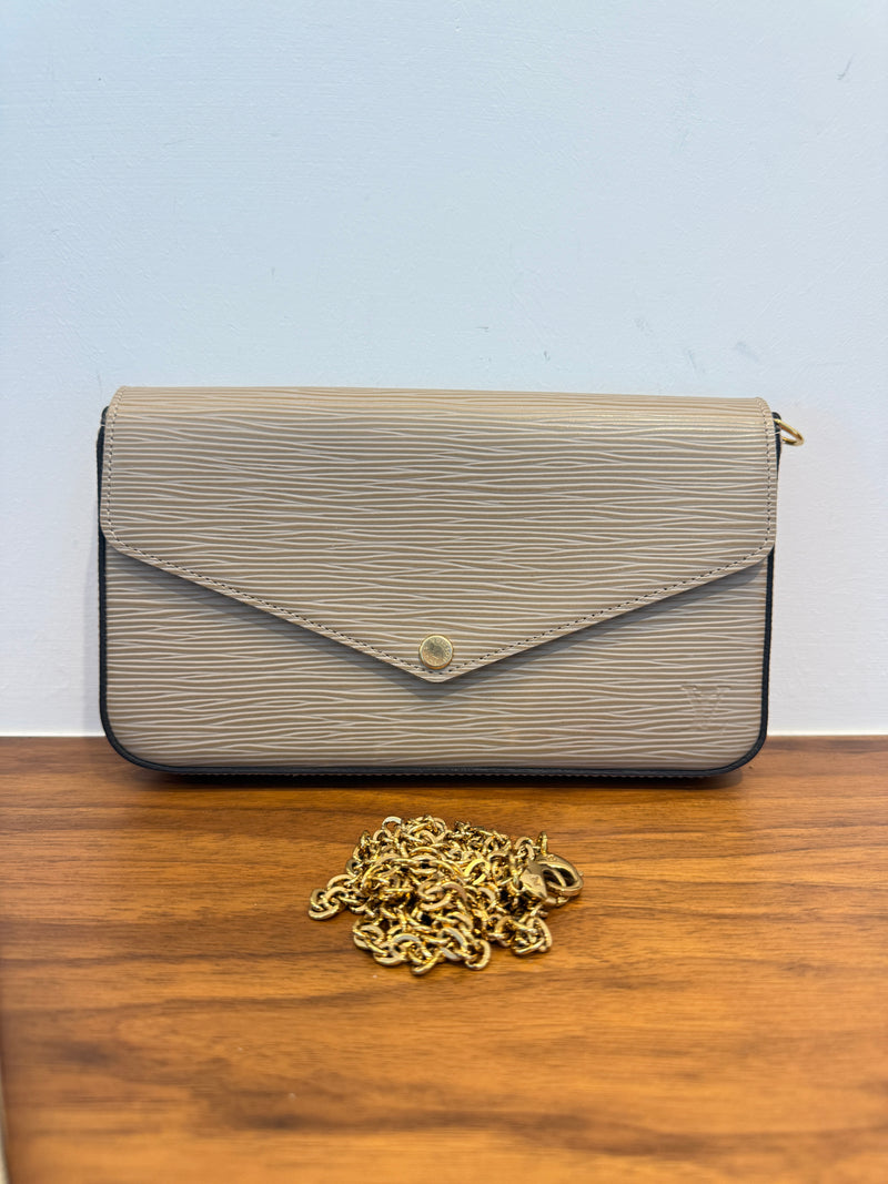 Louis Vuitton Epi Leather Felicie Pochette Chain Wallet Tourterelle