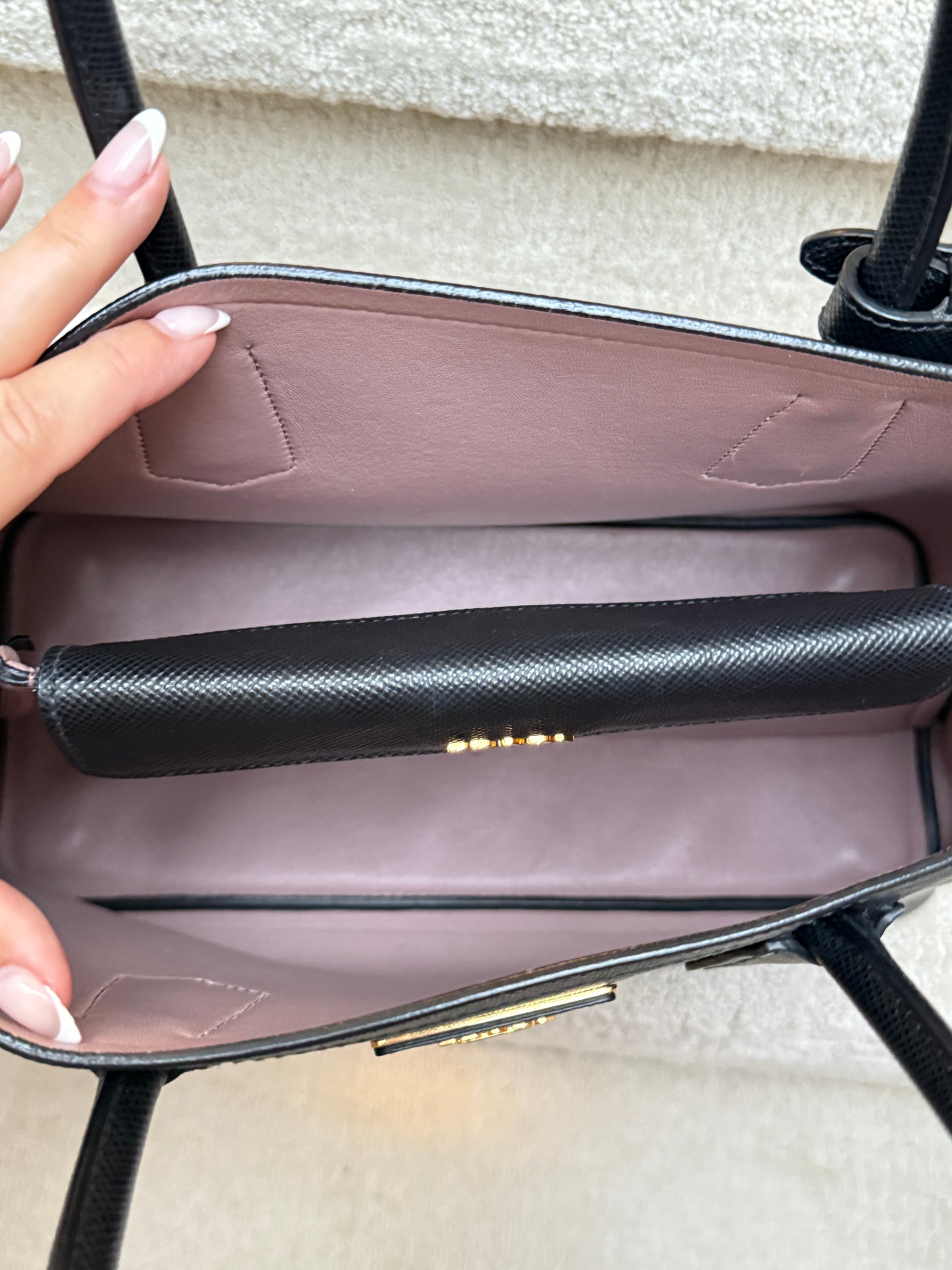 Prada Saffiano Cuir Medium Double Bag Black