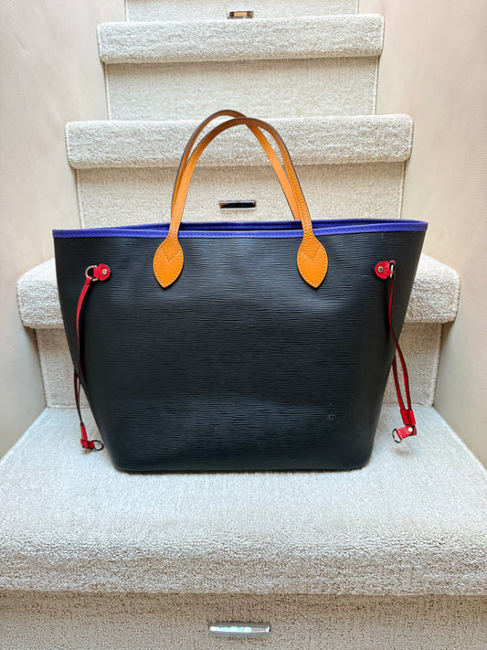 Louis Vuitton Neverfull in EPI Leather Tri colour Noir Figue Safran
